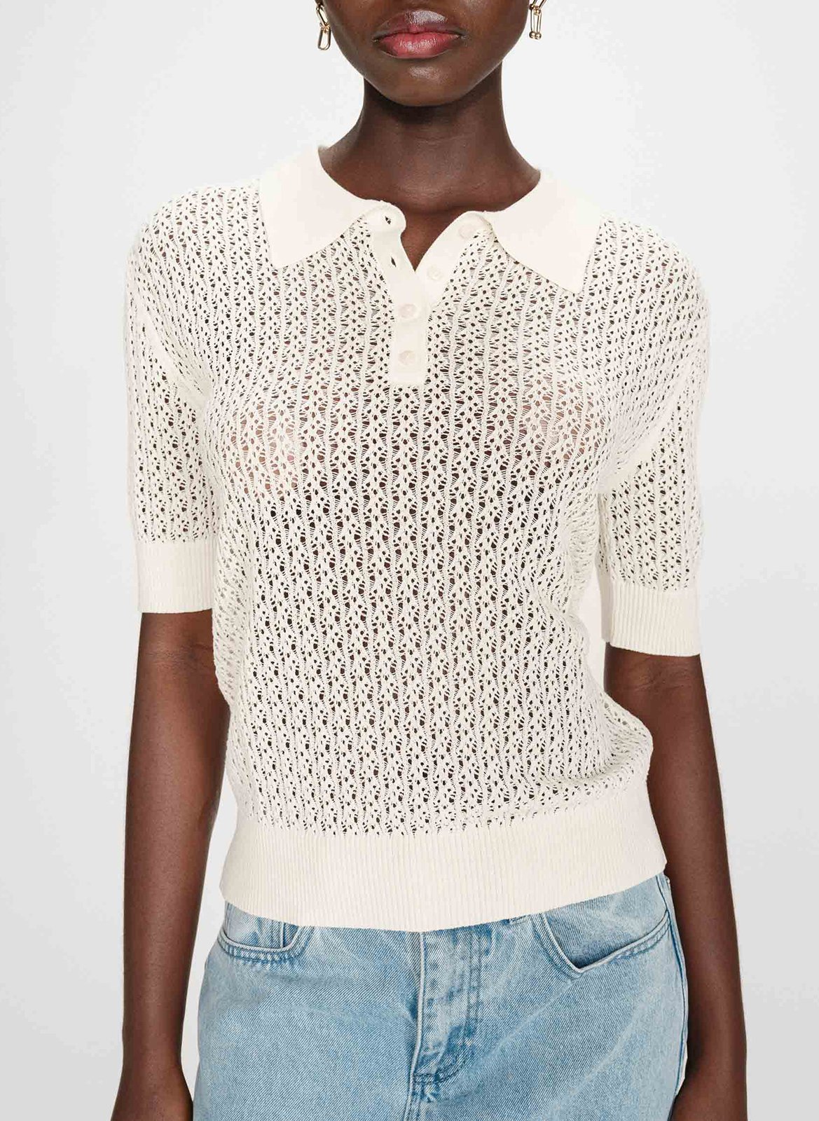 Straight knit fancy cardigan GRACE ET MILA White