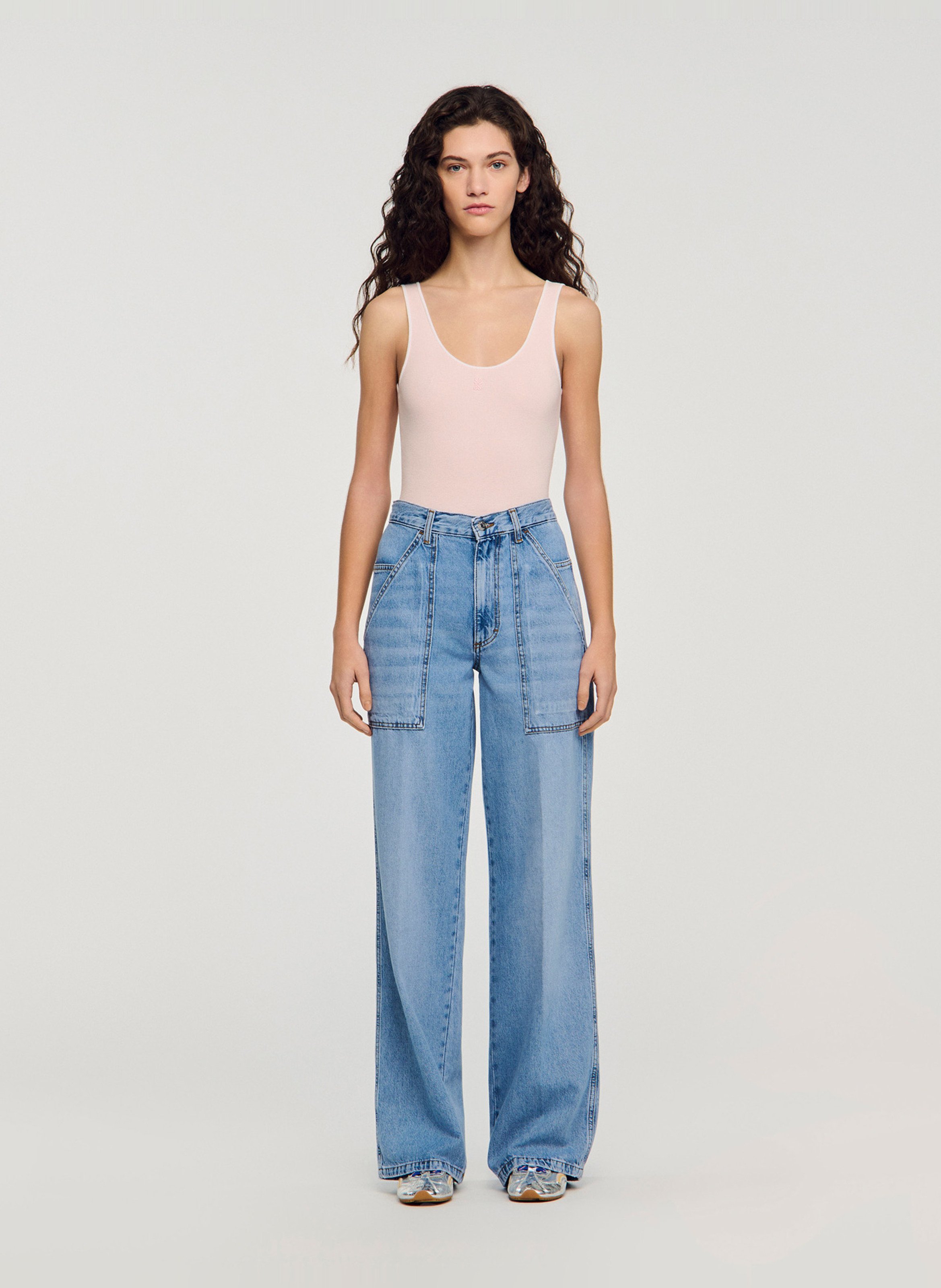 Wijde jeans met verwassen effect SANDRO Blauw