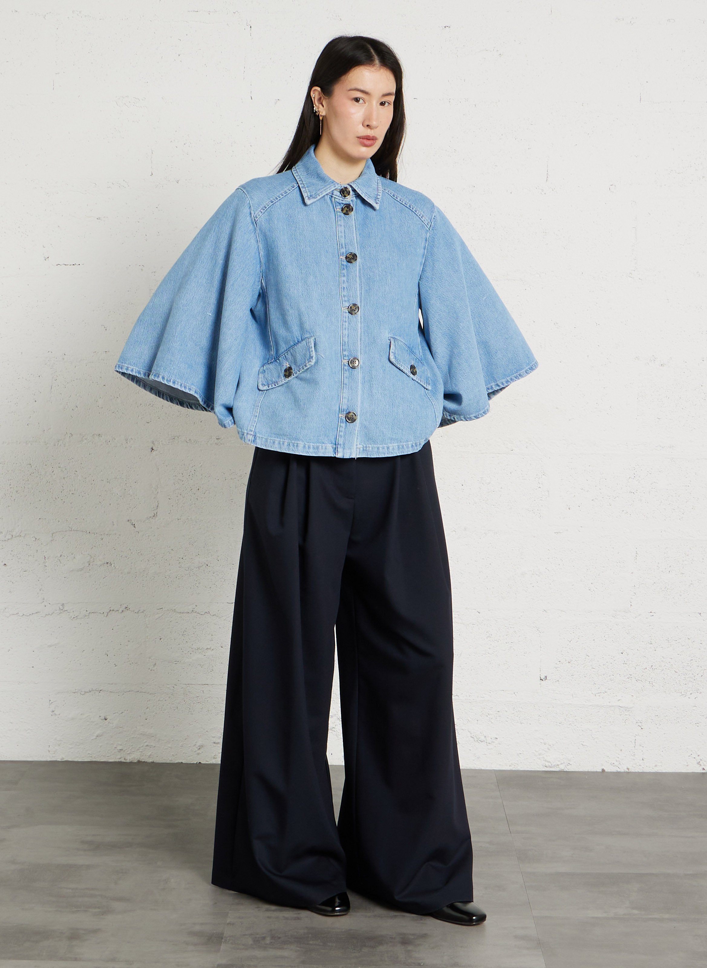 Cotton-blend jacket with classic collar PLEASE Blue