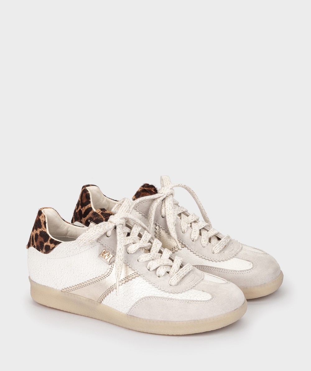 Leather sneakers with leopard print detail PEDRO MIRALLES Multicolored