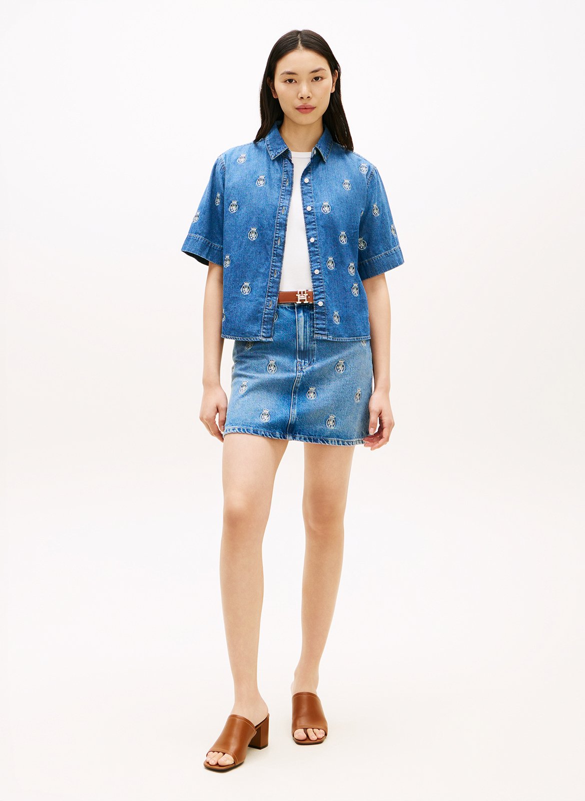 Gerade geschnittenes Hemd mit klassischem Kragen aus Baumwolle und recycelter Baumwolle TOMMY HILFIGER Blau