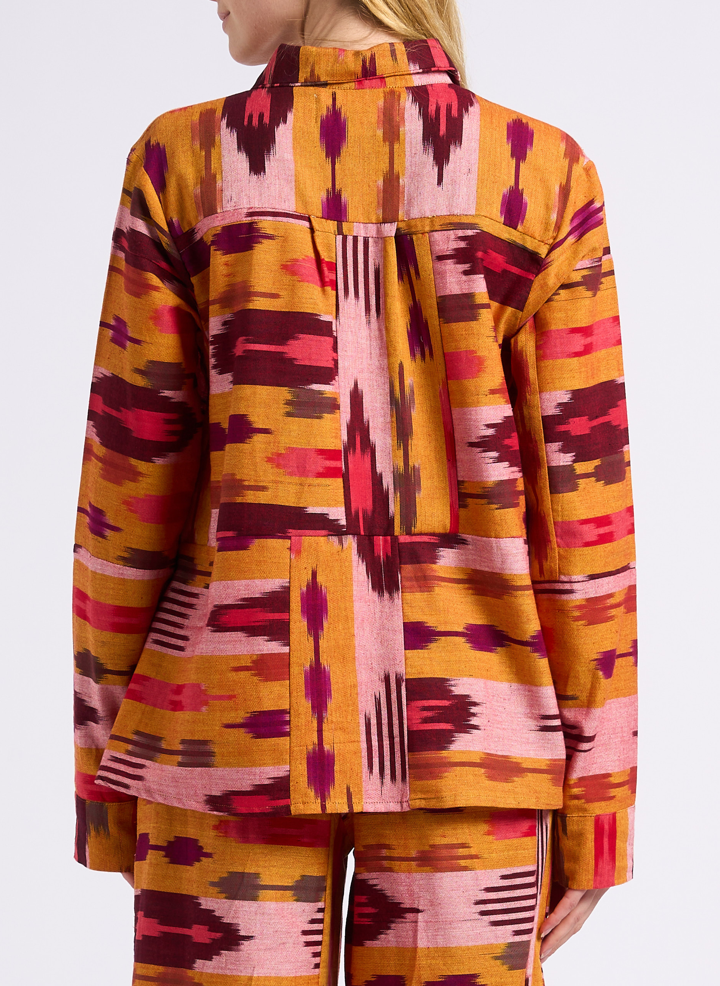 Chemise col rond imprimée en coton  V DE VINSTER Jaune