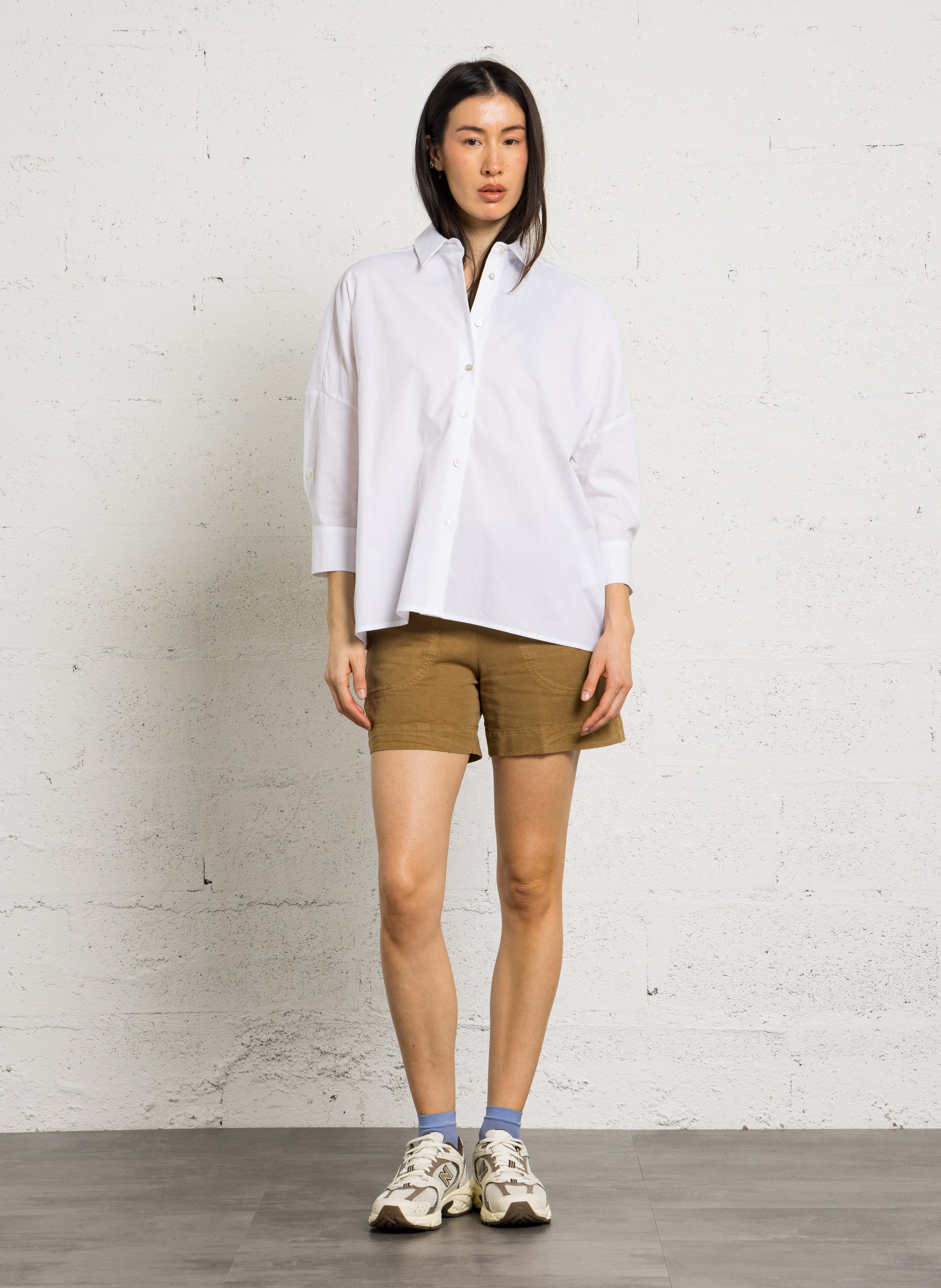 Oversized cotton shirt with classic collar JC SOPHIE White