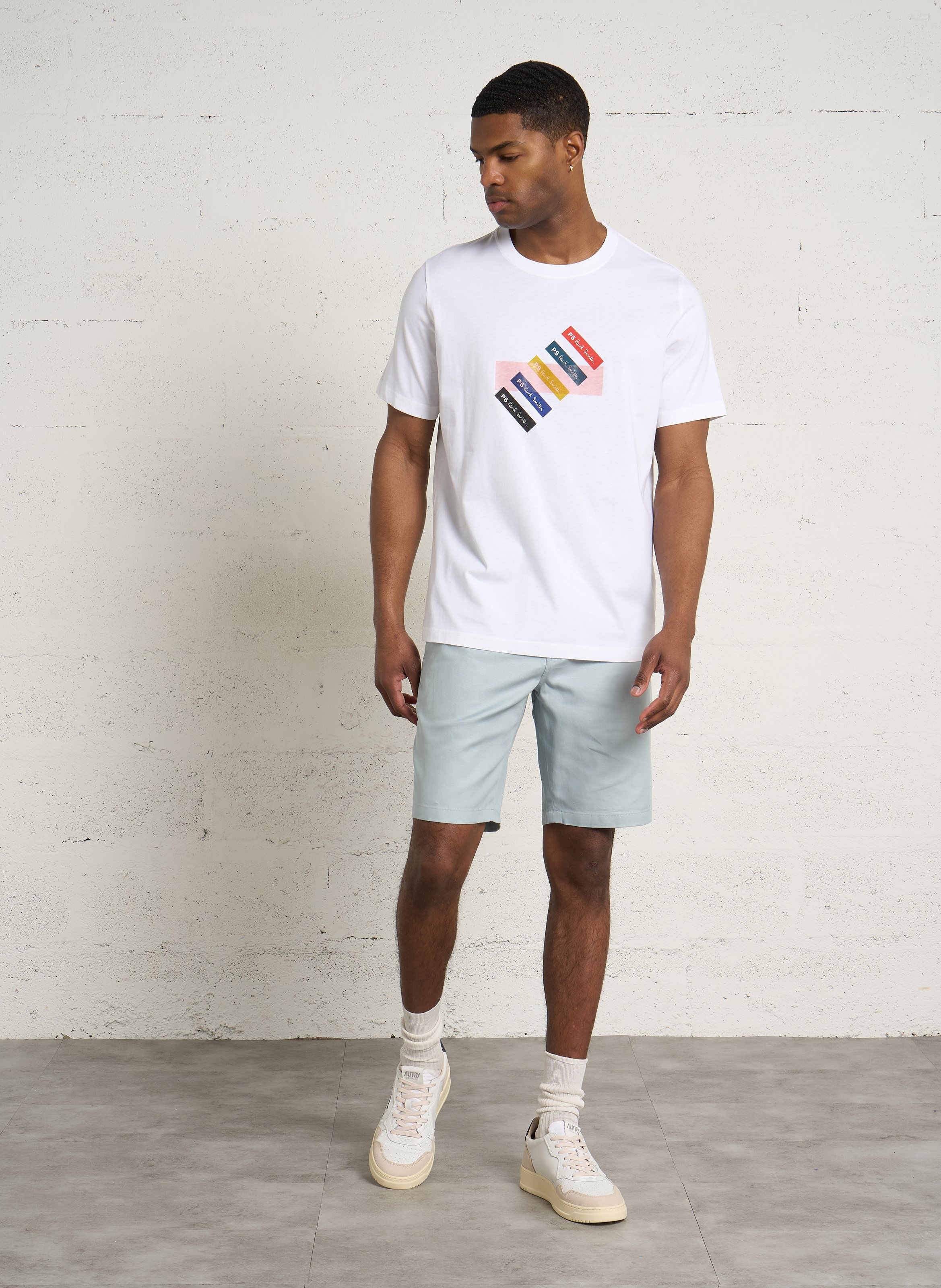 Oversize T-Shirt mit Rundhalsausschnitt aus Bio-Baumwolle mit Siebdruck PAUL SMITH Weiss