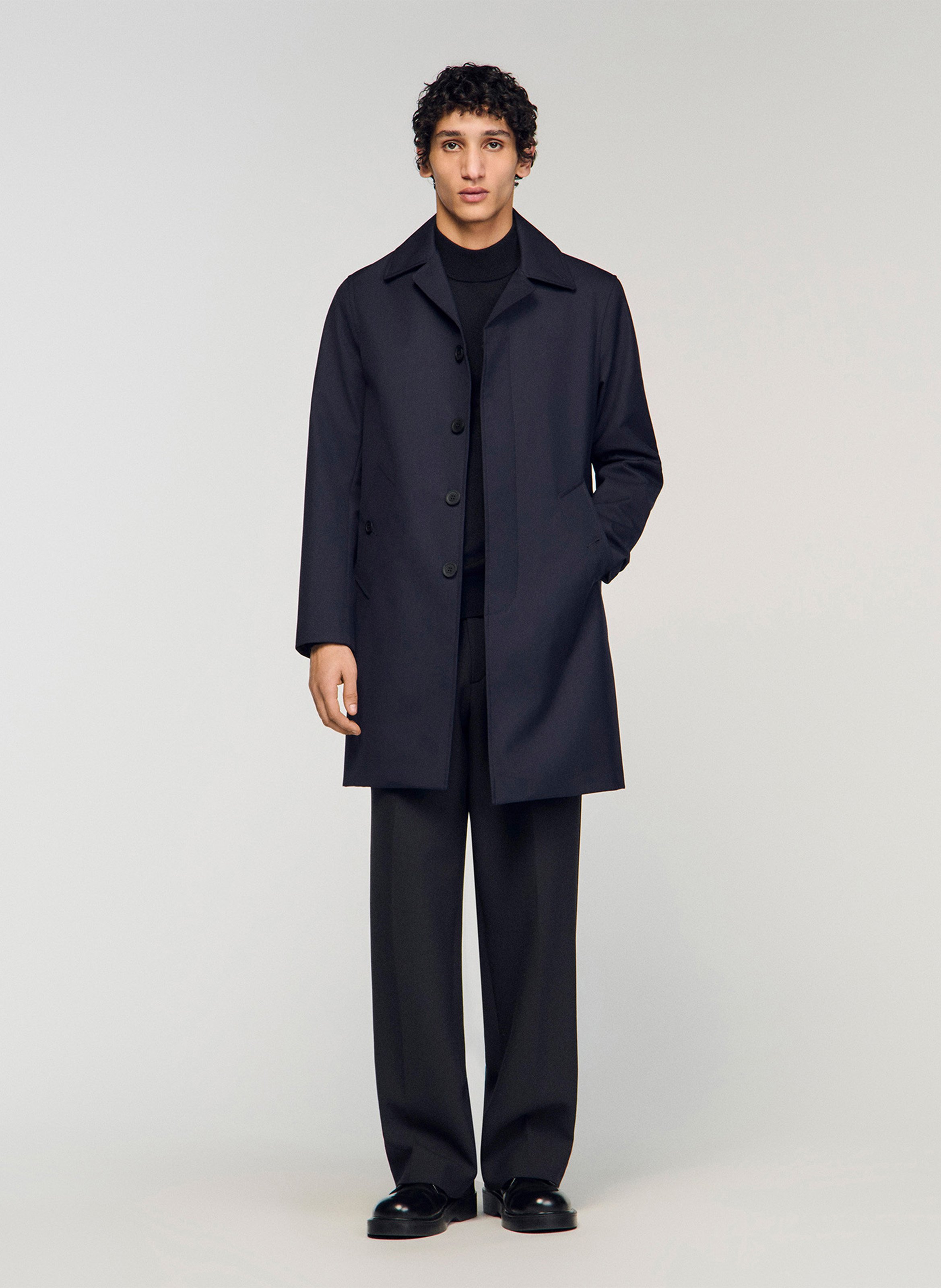 Giacca dritta con collo classico SANDRO Blu