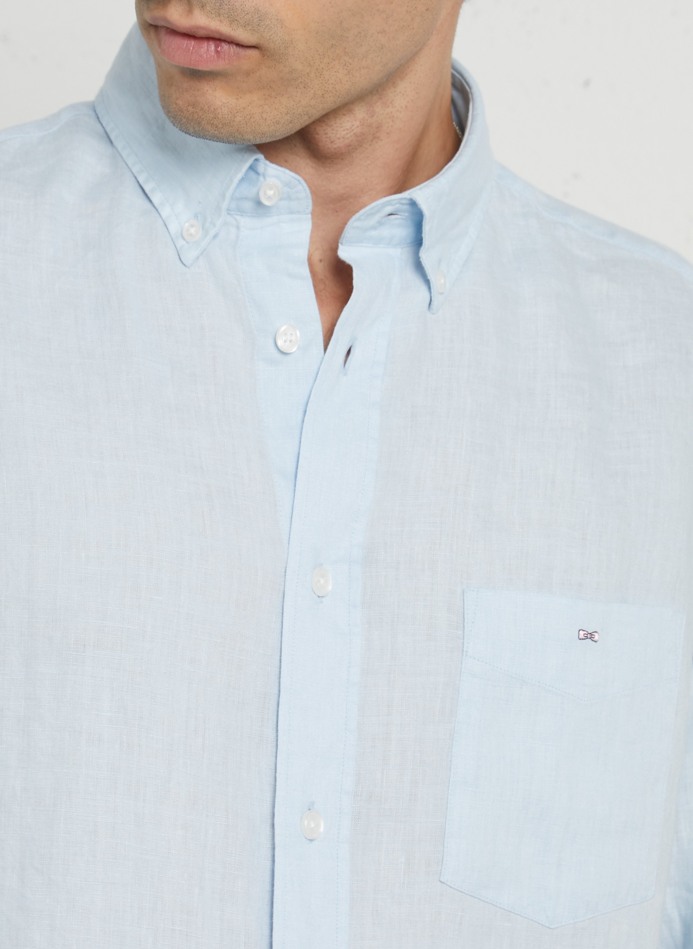 Chemise droite en lin EDEN PARK Bleu