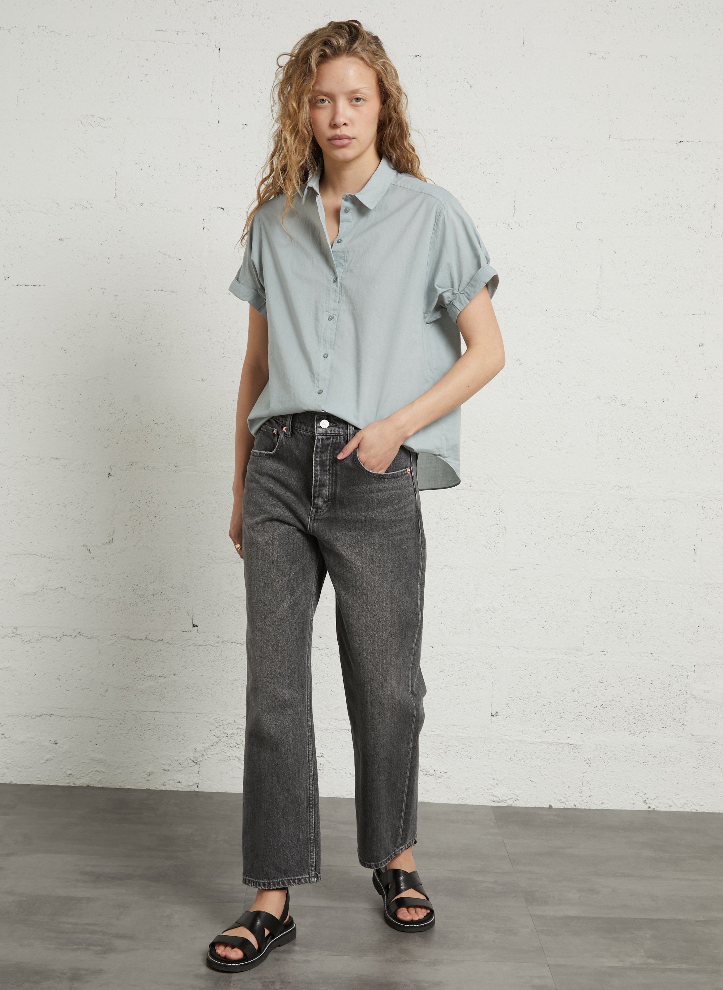 Chemise col classique manches contrastantes en coton SUD EXPRESS Blue