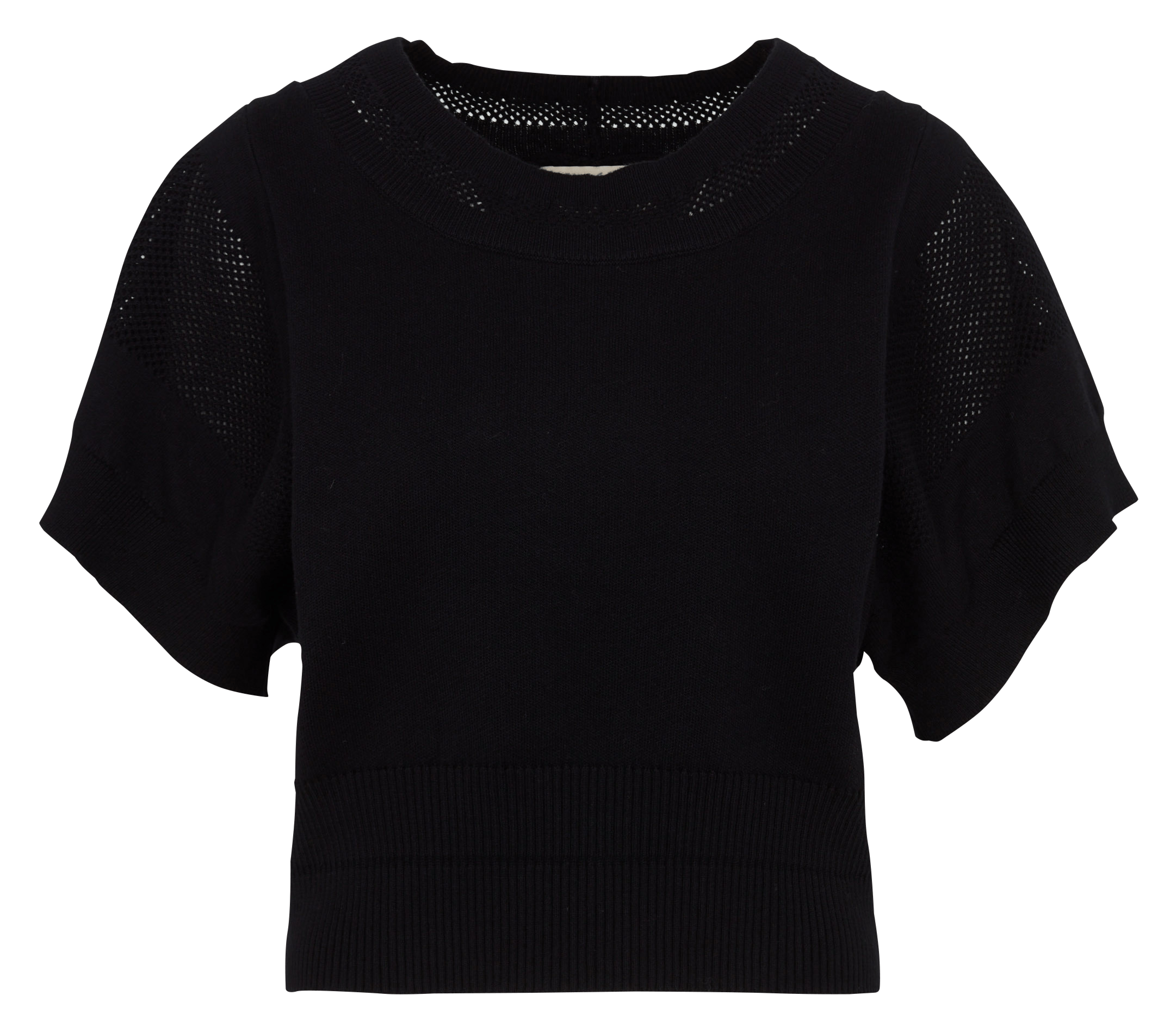 Short round neck plain sweater COTELAC Black