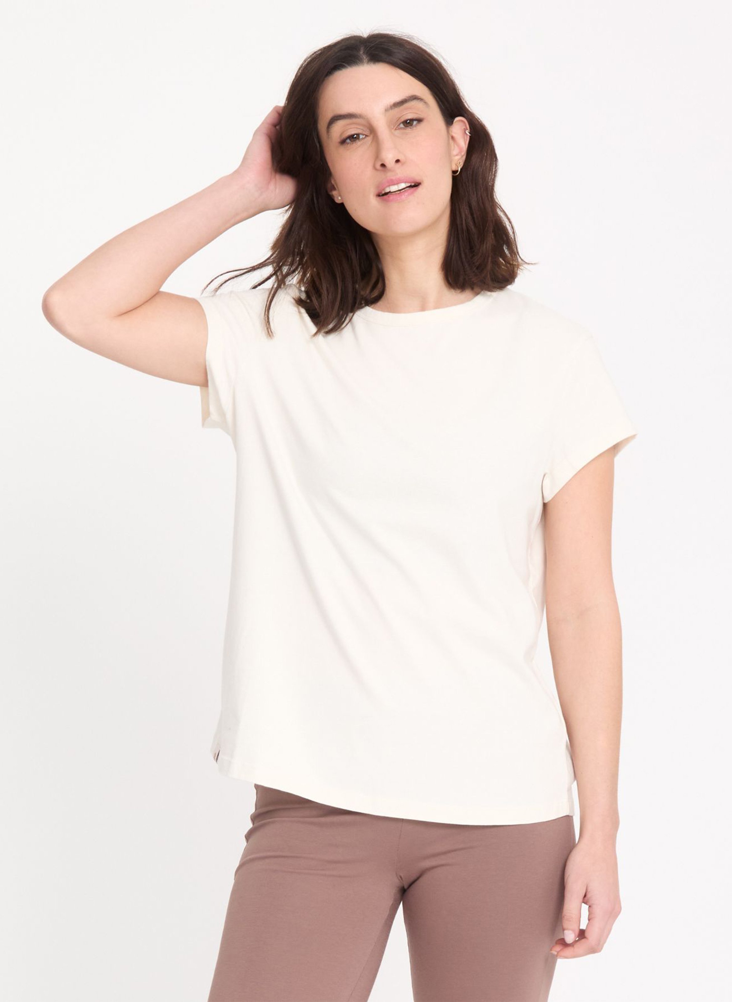 Tee-shirt droit sérigraphie dos YOGA SEARCHER Beige