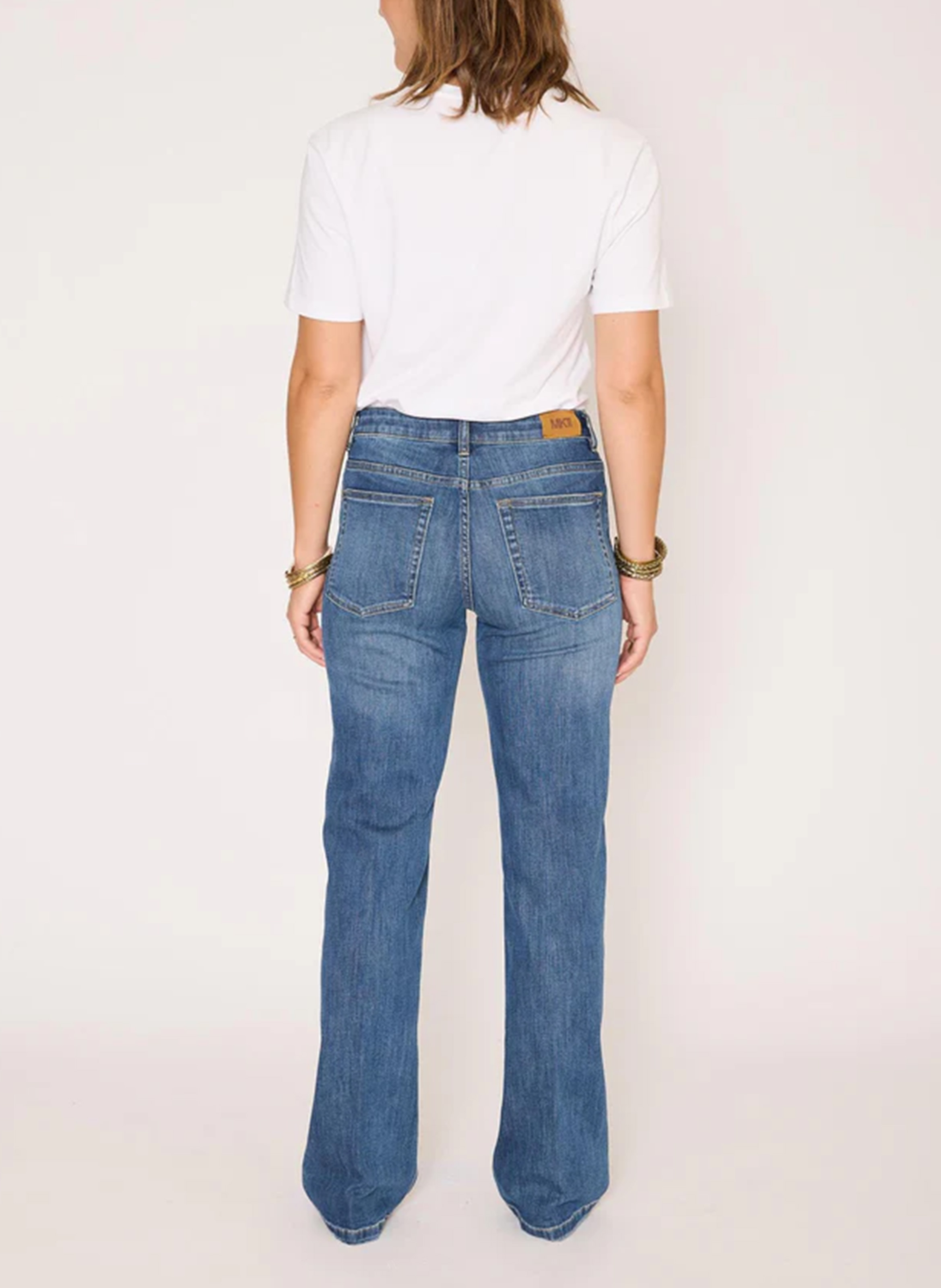 Jean droit en coton mélangé MKT Bleu