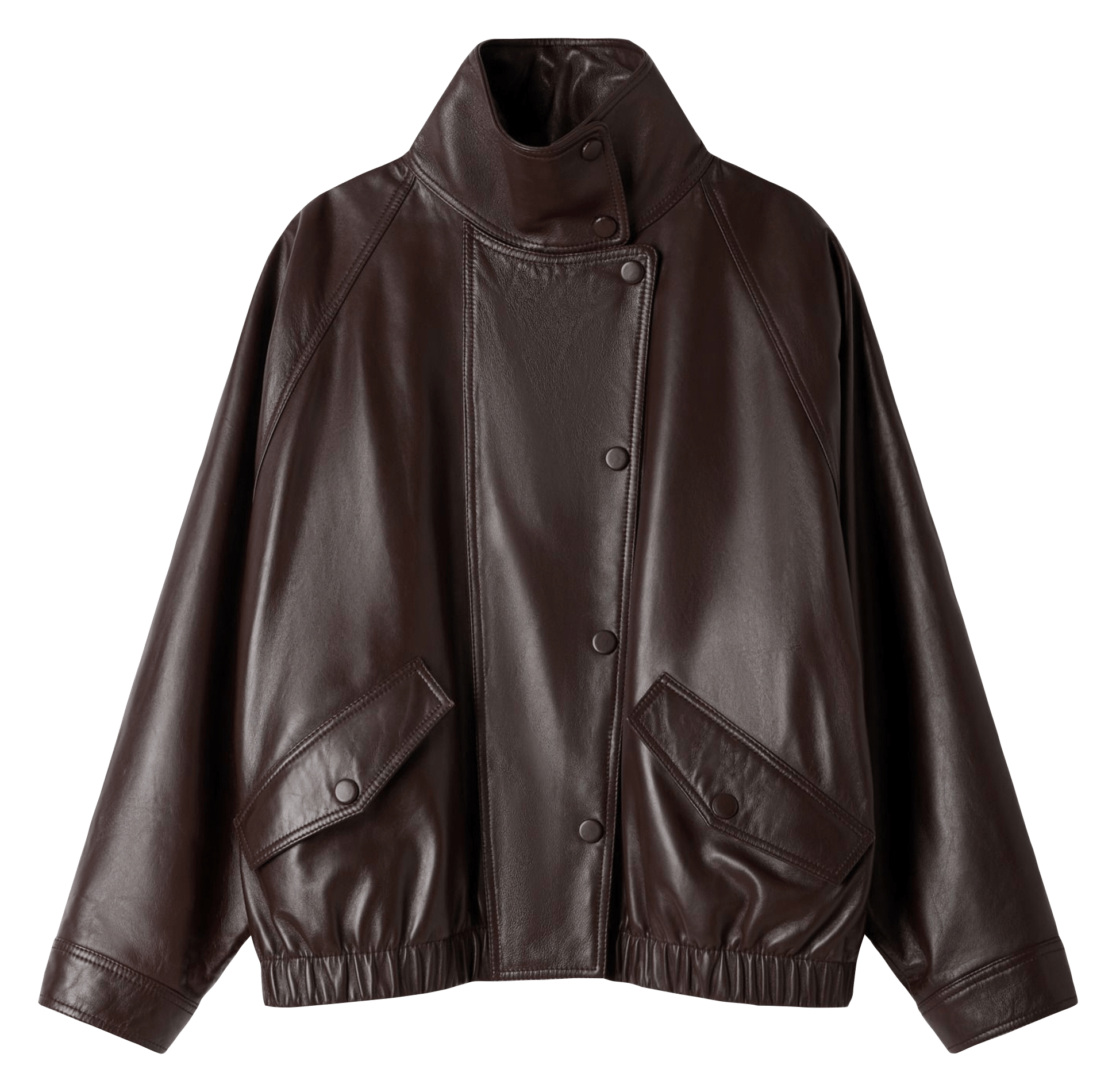 Oversize Lederjacke mit Stehkragen SANDRO Braun