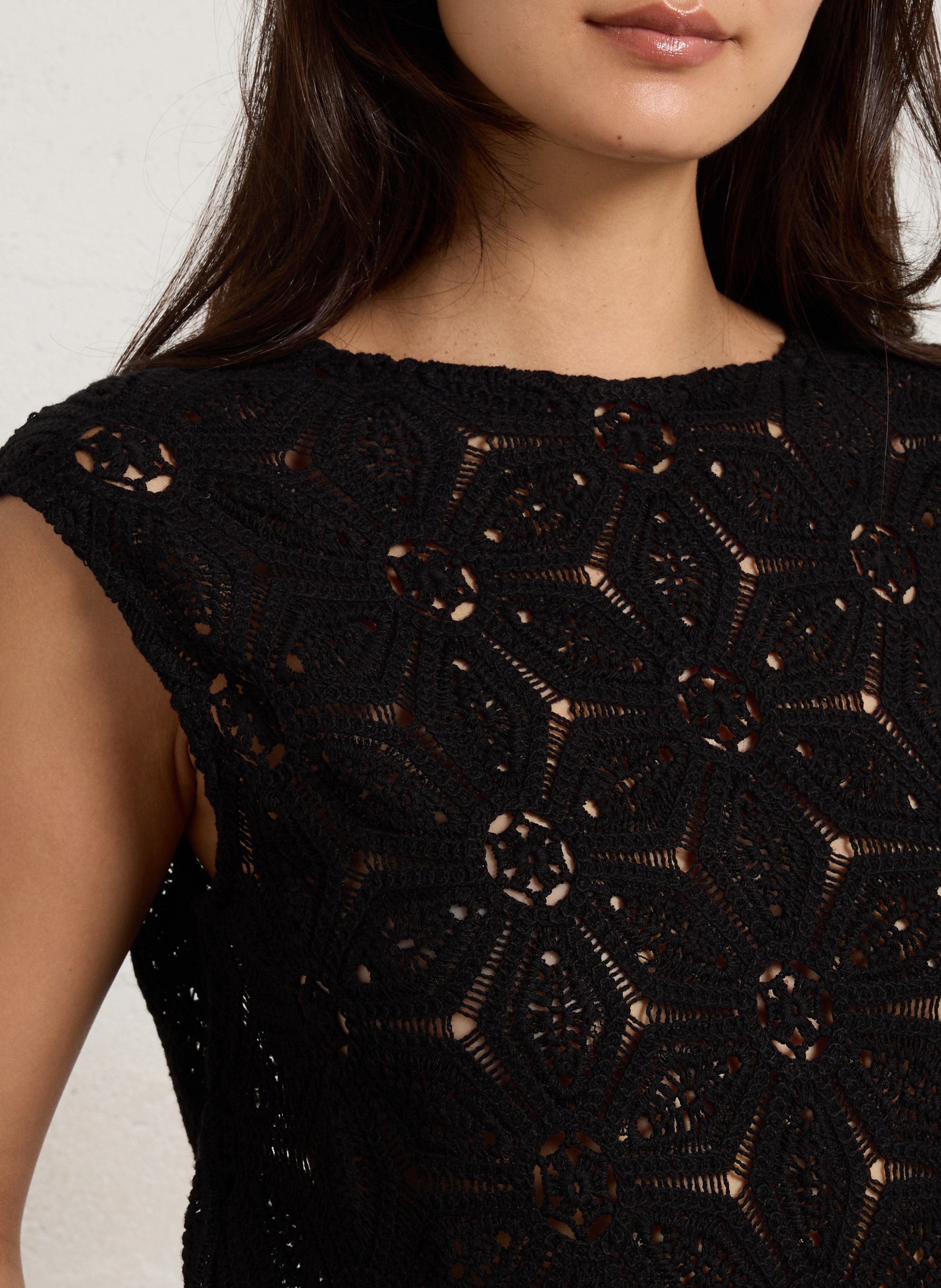Top col rond en crochet SUD EXPRESS Noir