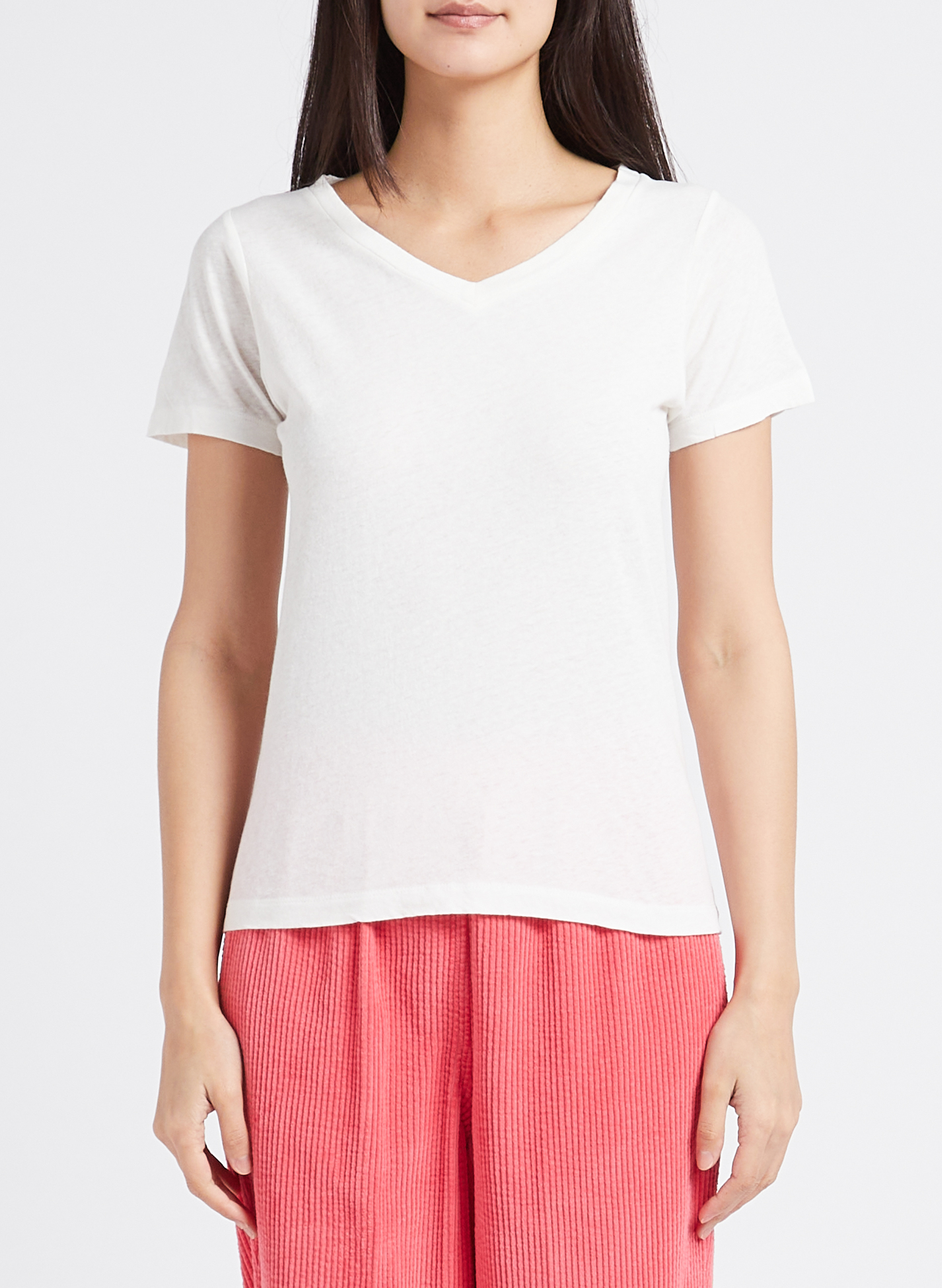 Tee-shirt col V en coton AMERICAN VINTAGE