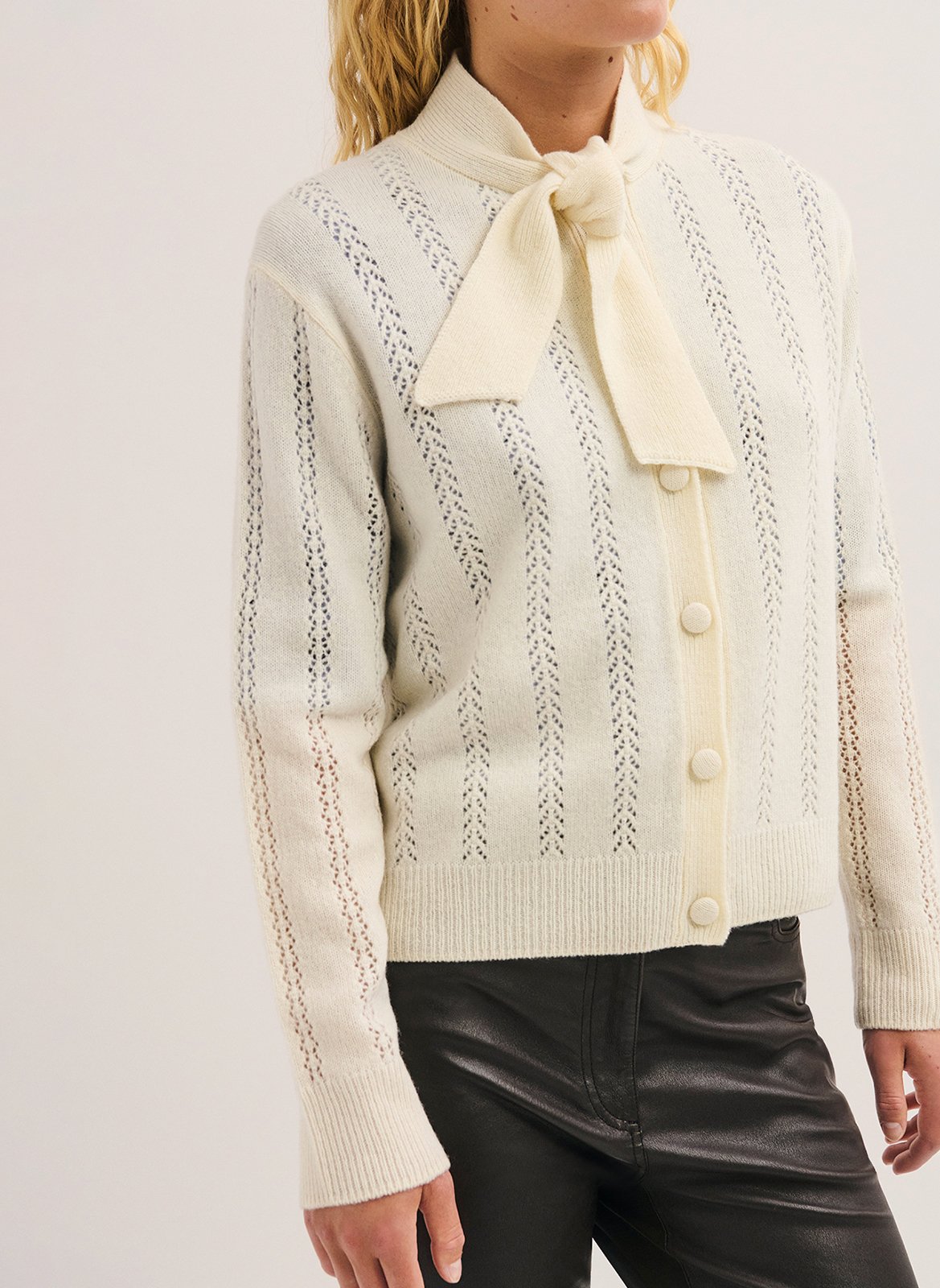 Open-work knit cardigan PABLO Beige