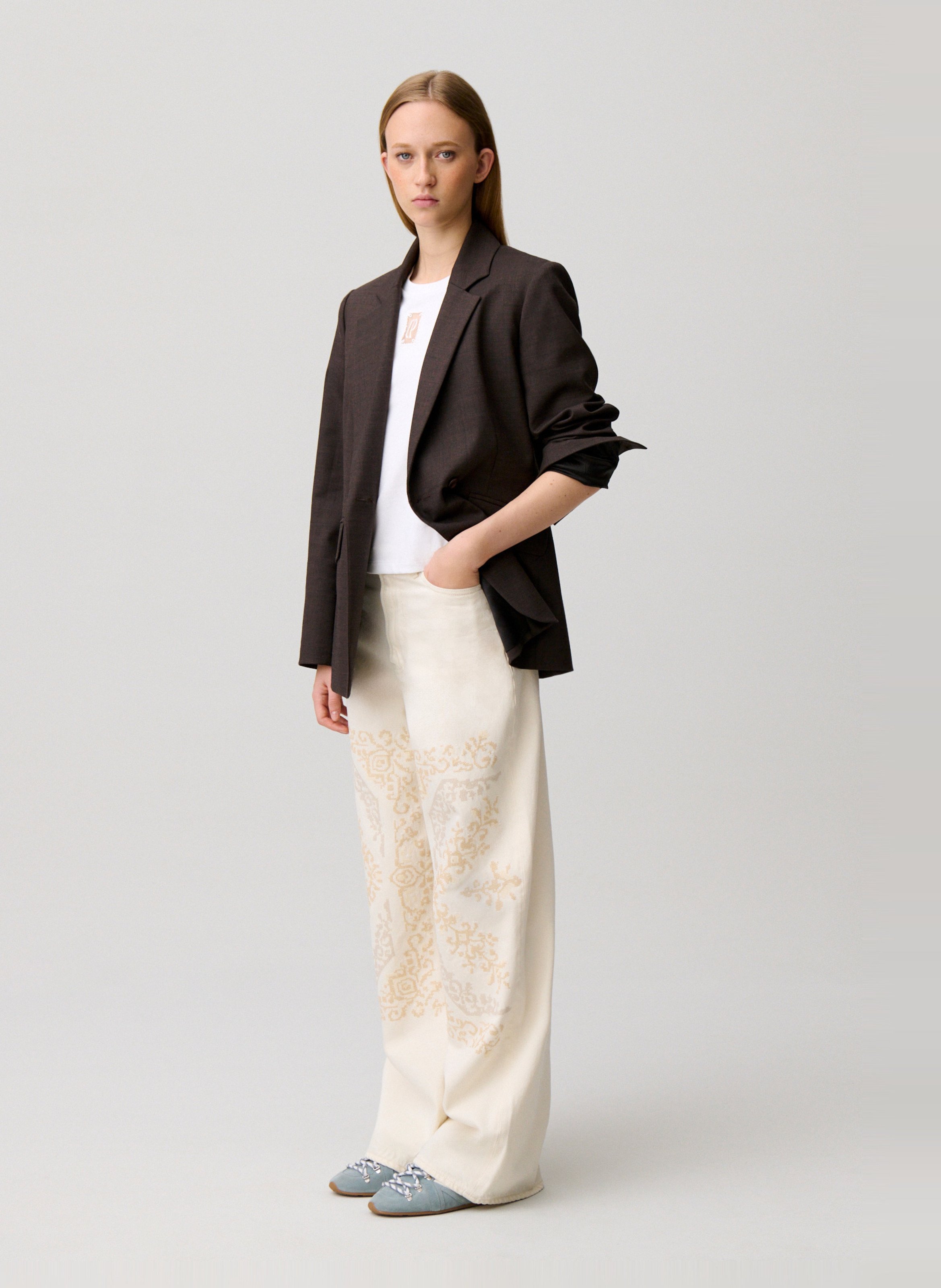 Blazer van effen gemengde wol CLAUDIE PIERLOT Bruin