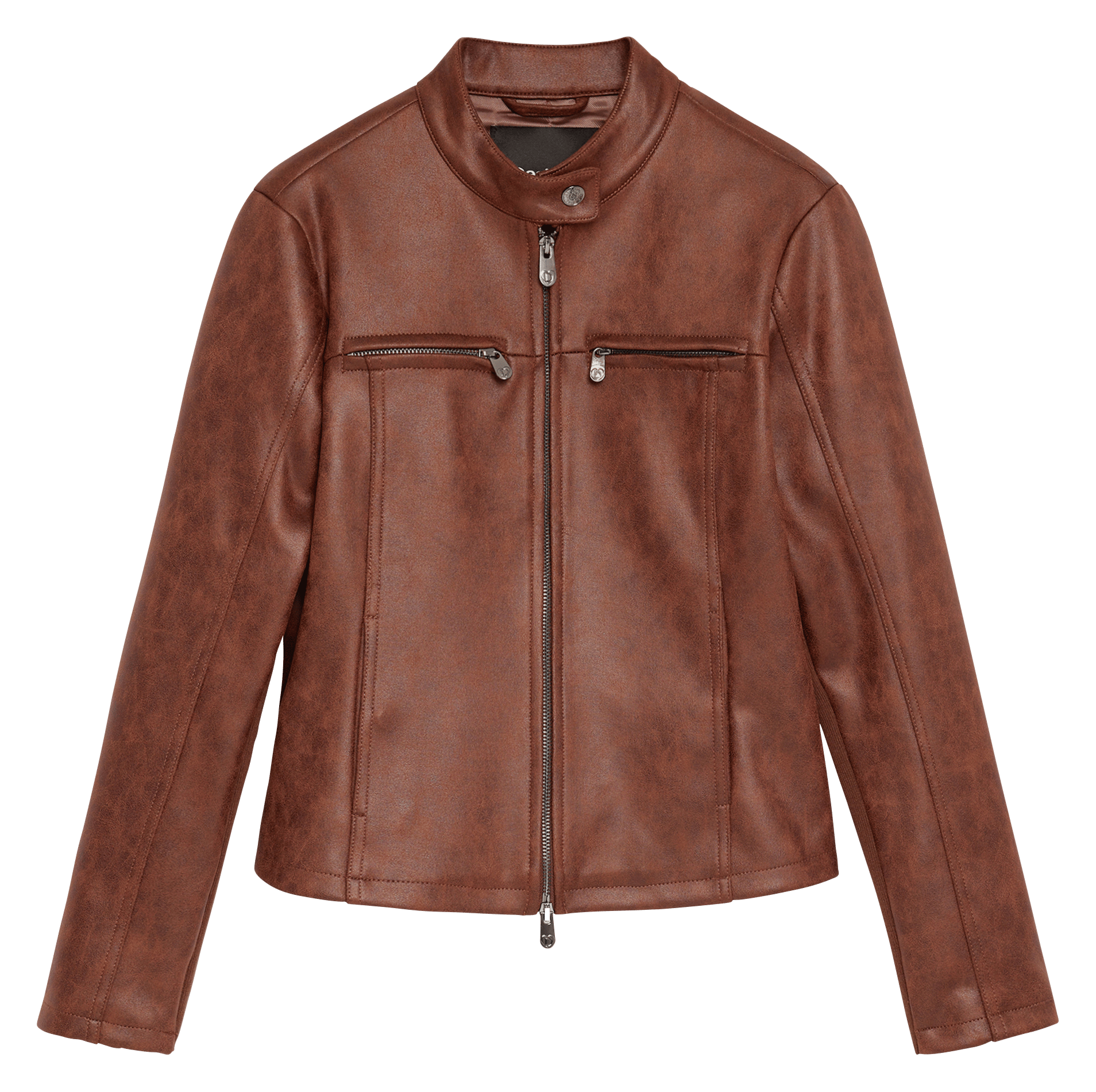Round neck zip-up solid jacket DESIGUAL Brown