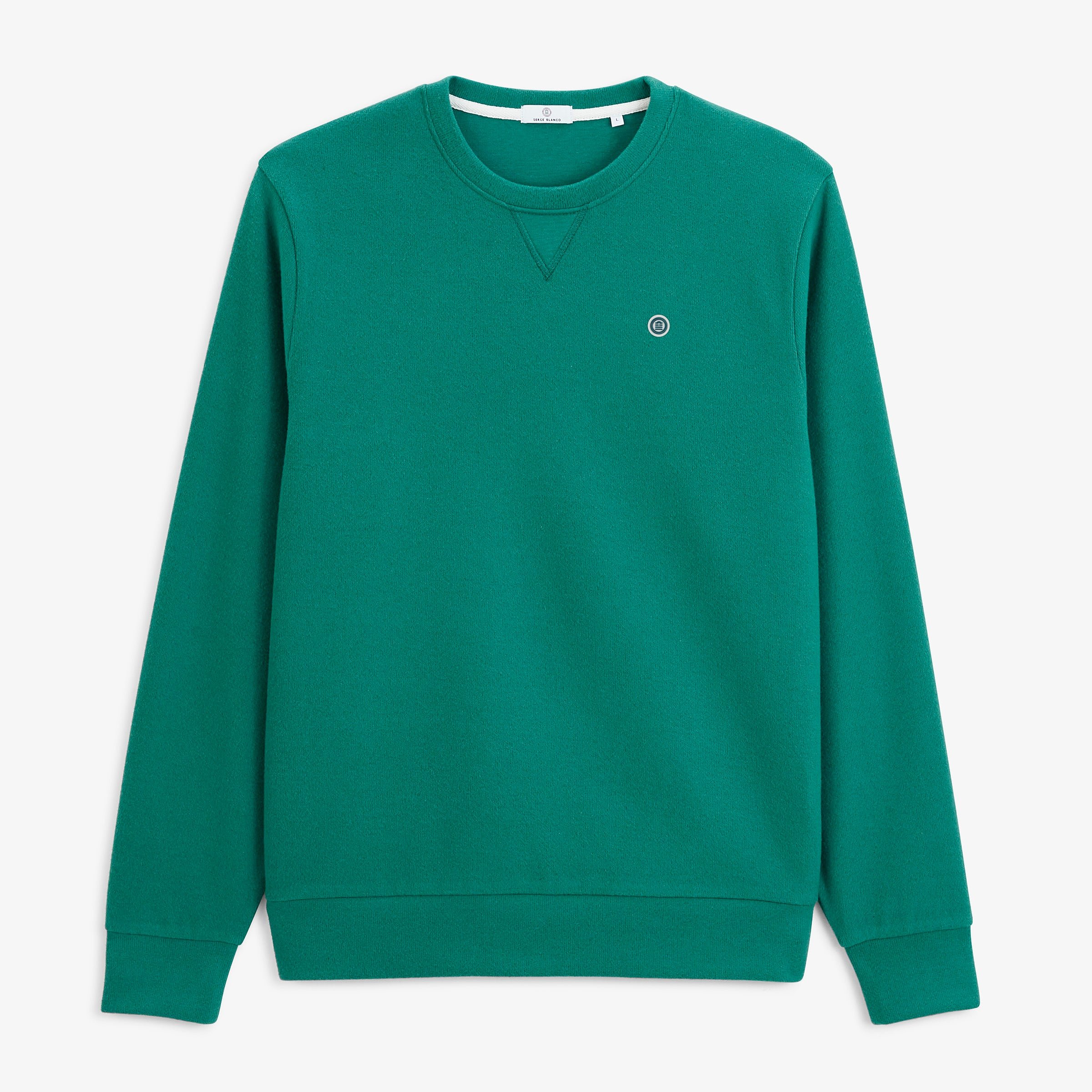 Round neck sweatshirt French rib SERGE BLANCO Green