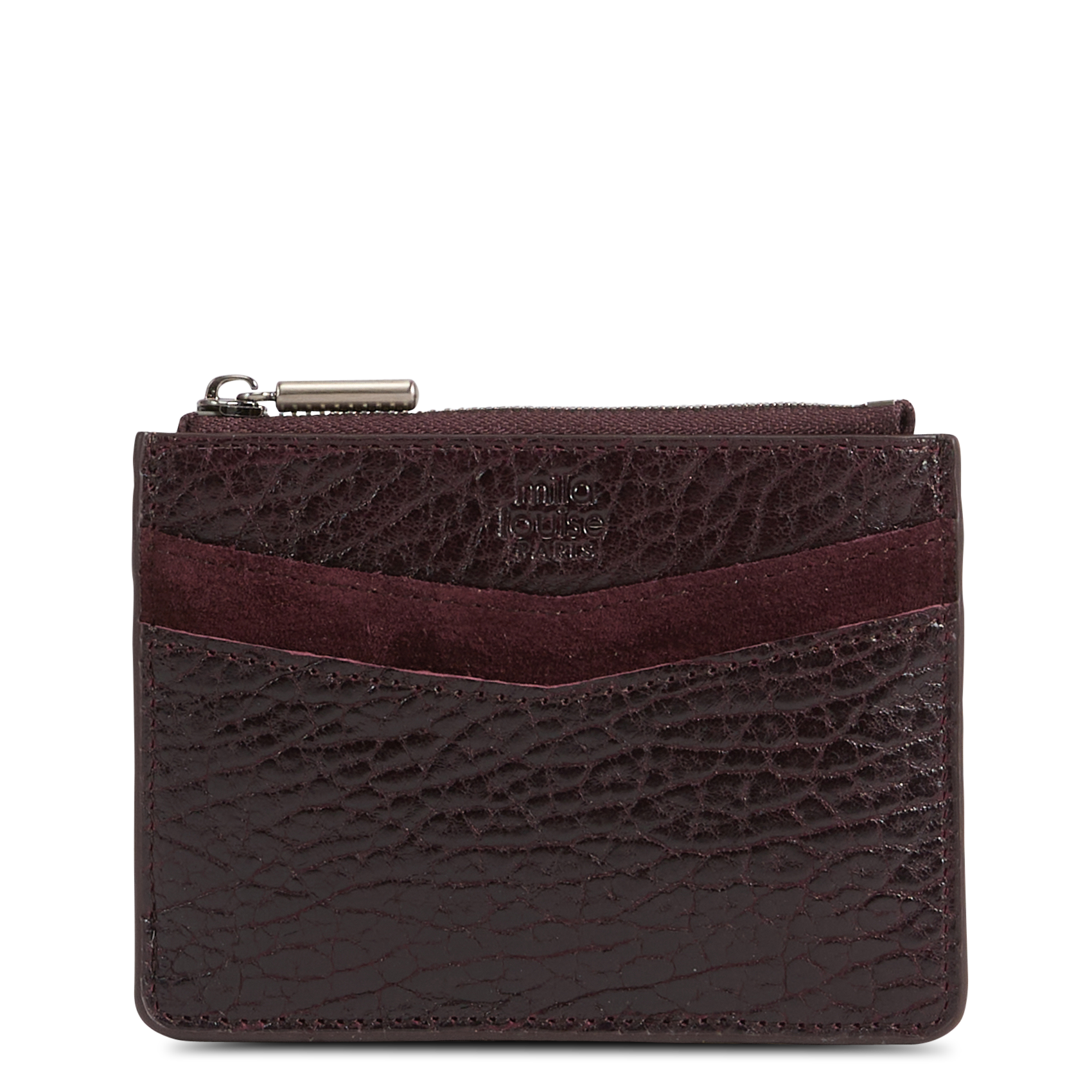 Porte-cartes en cuir texturé MILA LOUISE Rouge