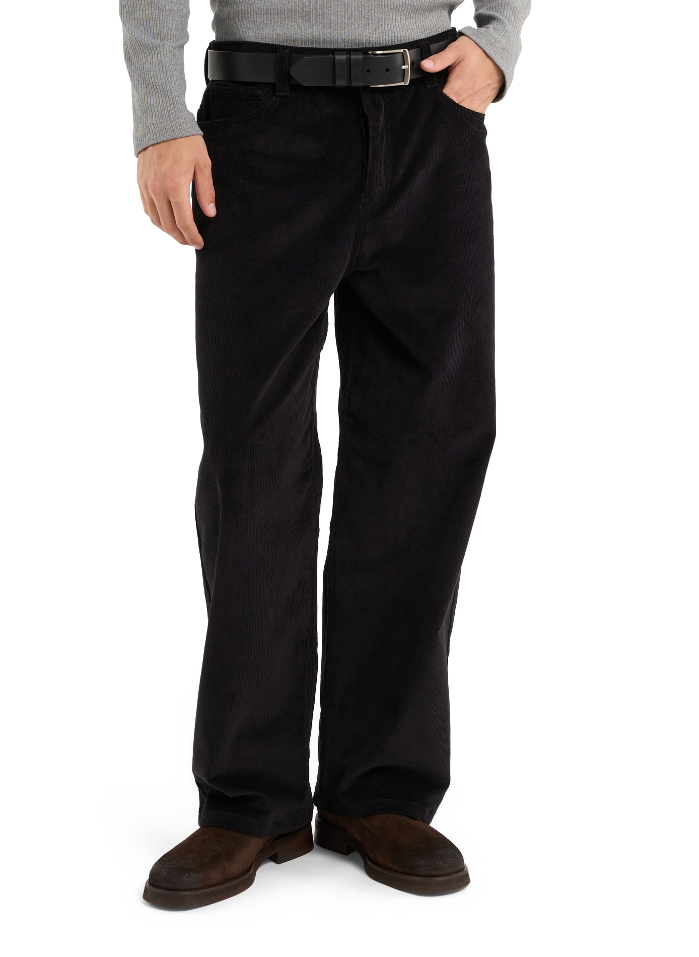 Straight cut cotton velvet pants SAISON 1865 Black