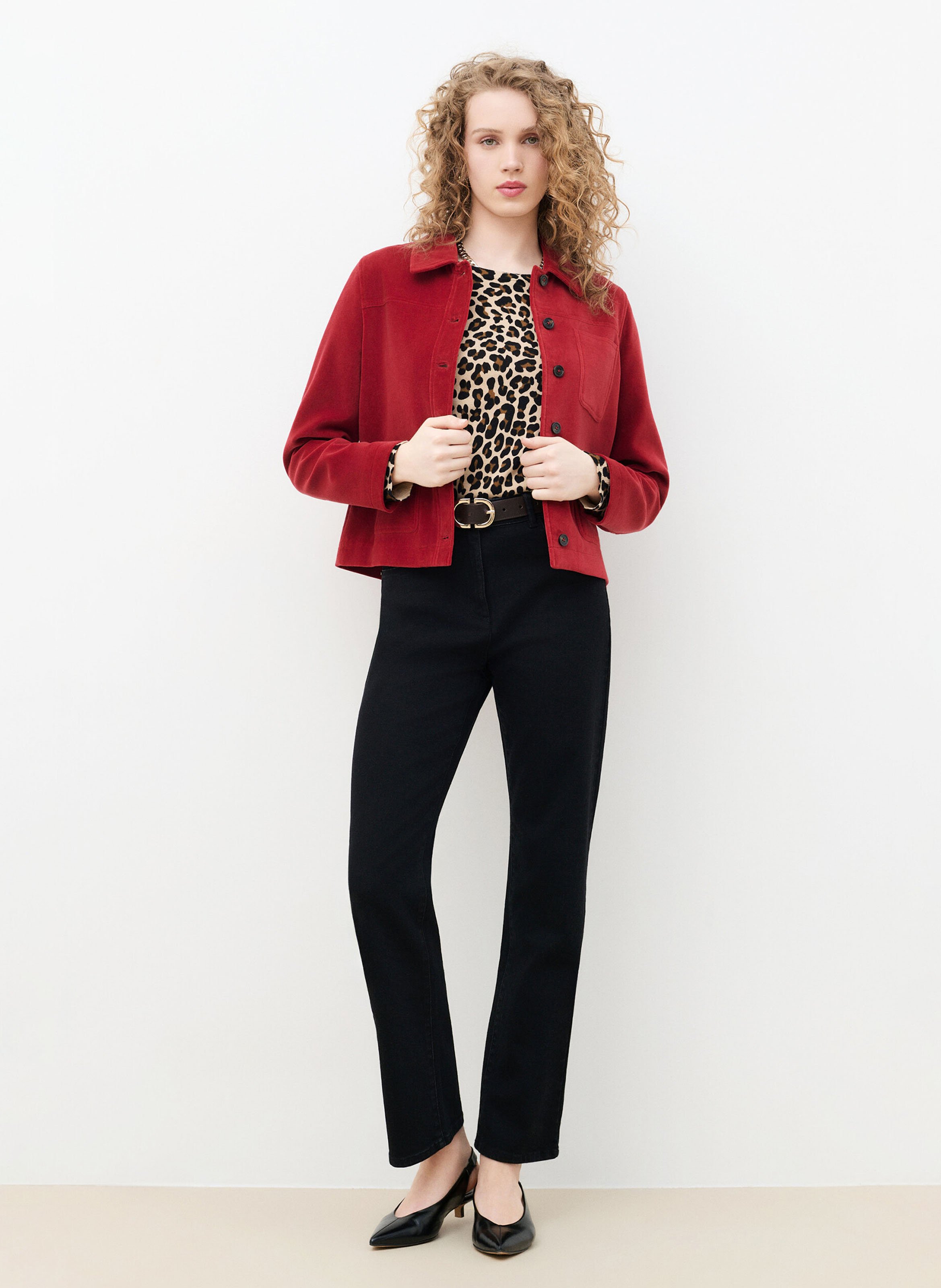 Gerade geschnittene Baumwolljacke mit klassischem Kragen | Rosa CAROLL Damen