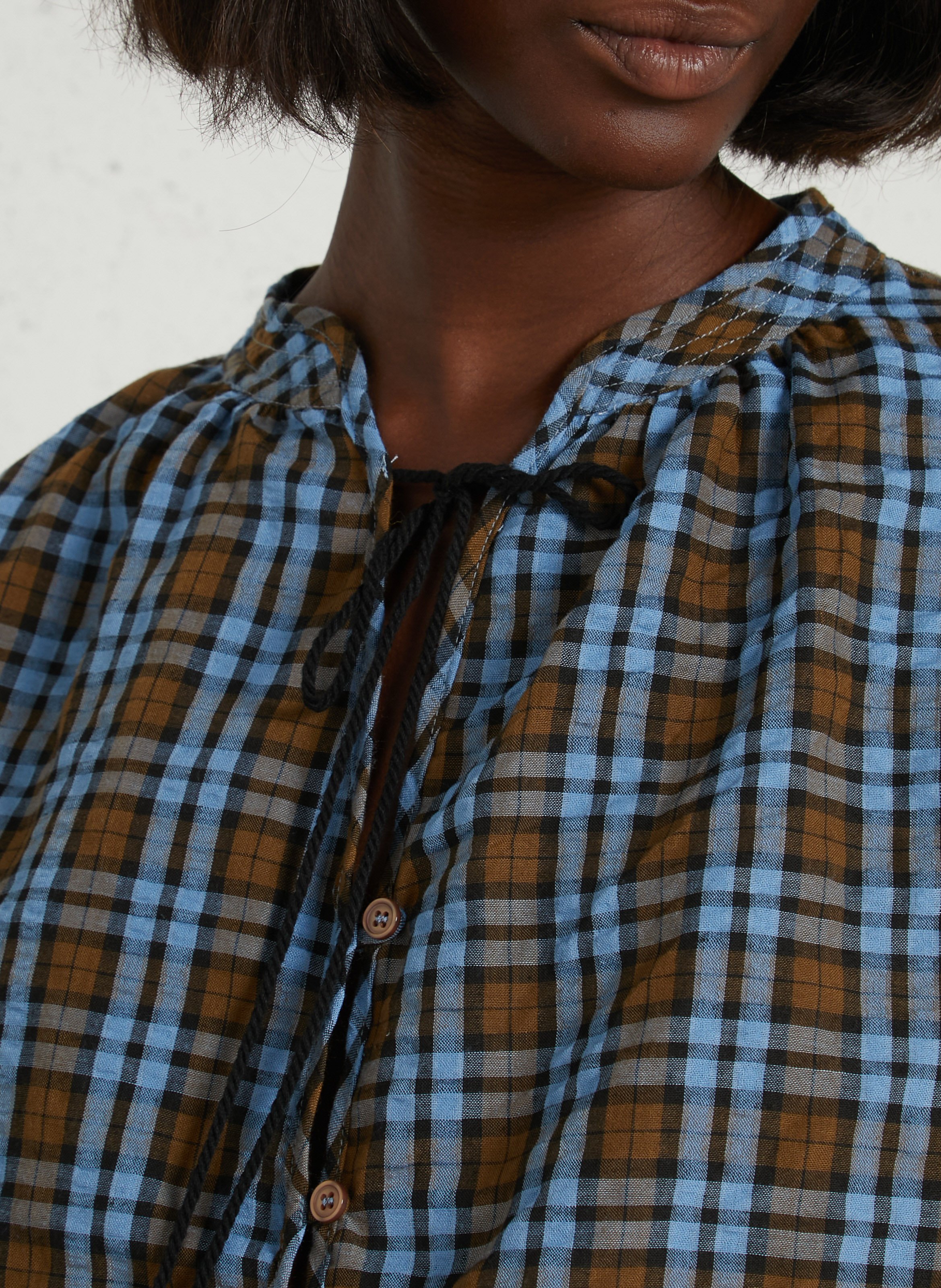 Baumwollbluse mit Rundhalsausschnitt THE KORNER Blau
