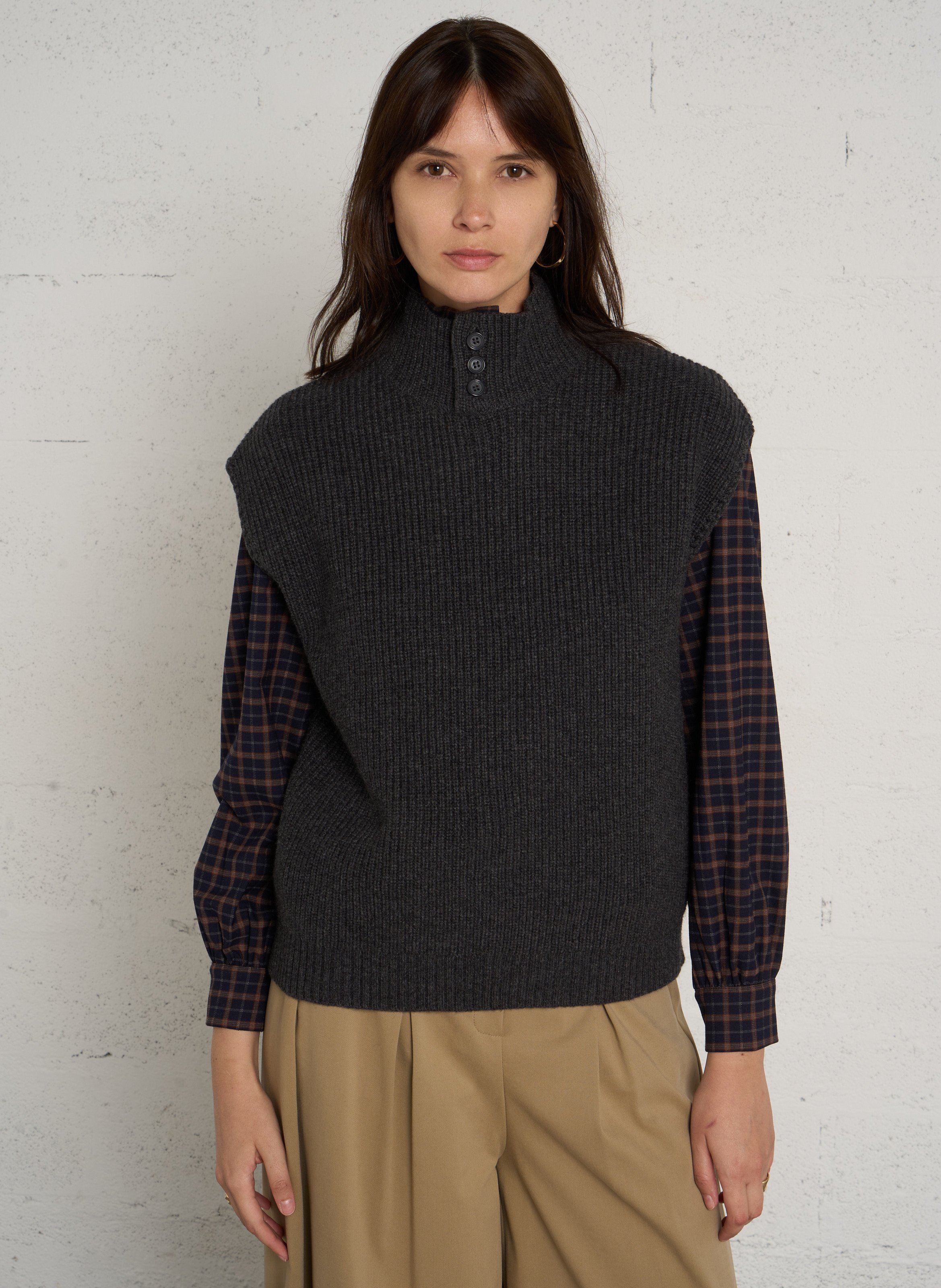 Pull sans manches en laine  MAISON 123 Gris