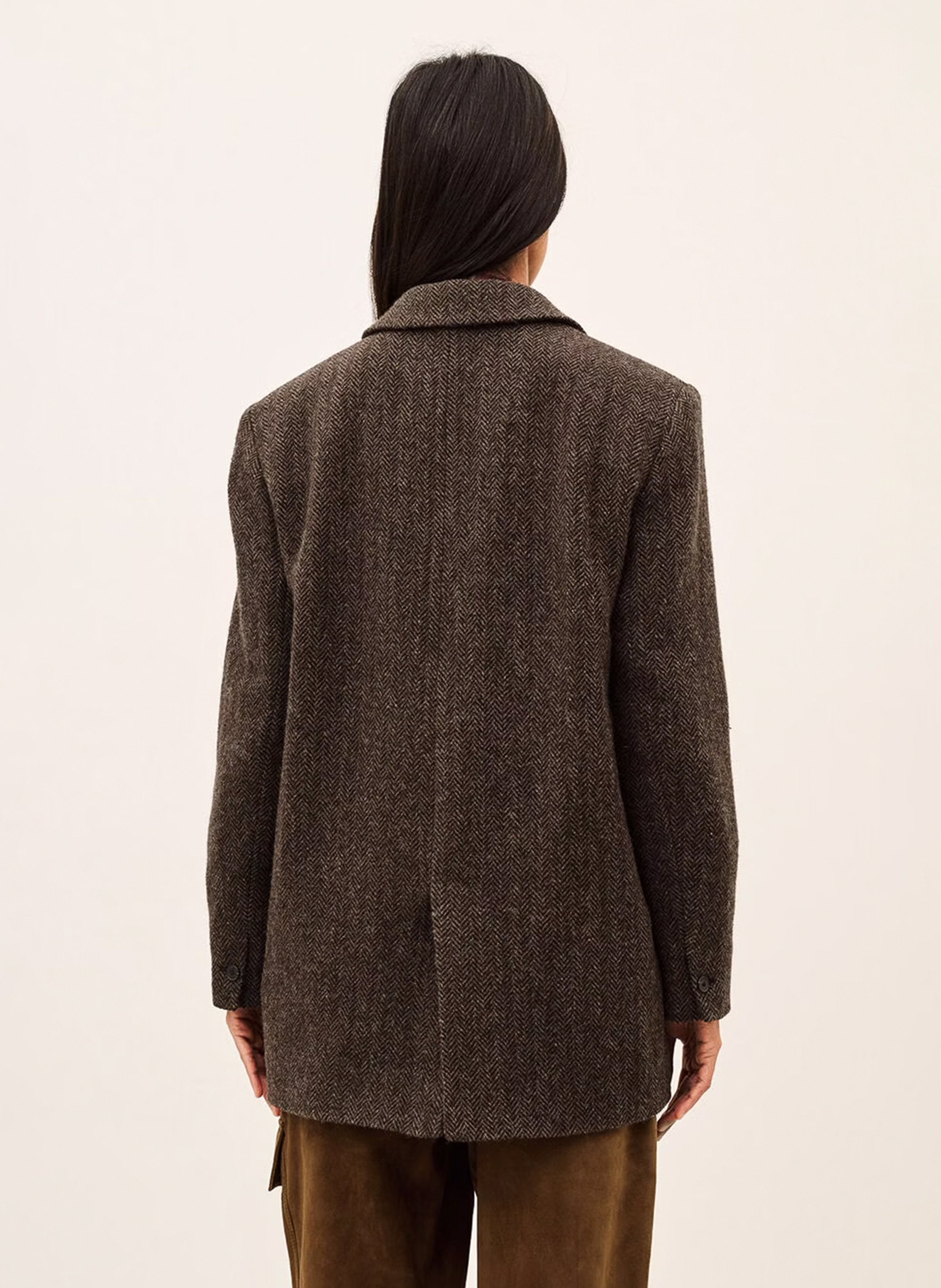 Veste tailleur droite en laine mélangée BA&SH Marron