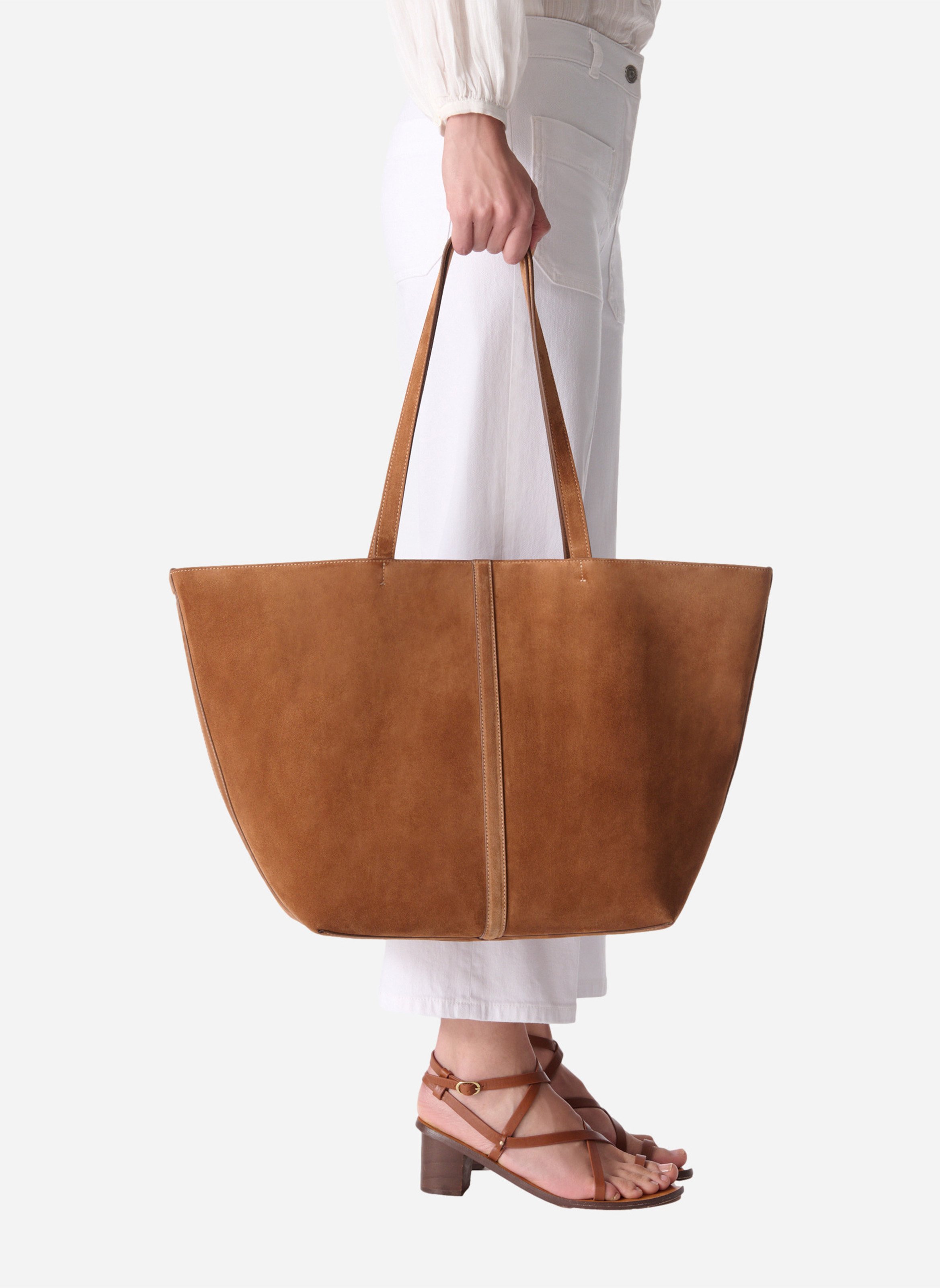 Shopper aus Veloursleder VANESSA BRUNO Orange