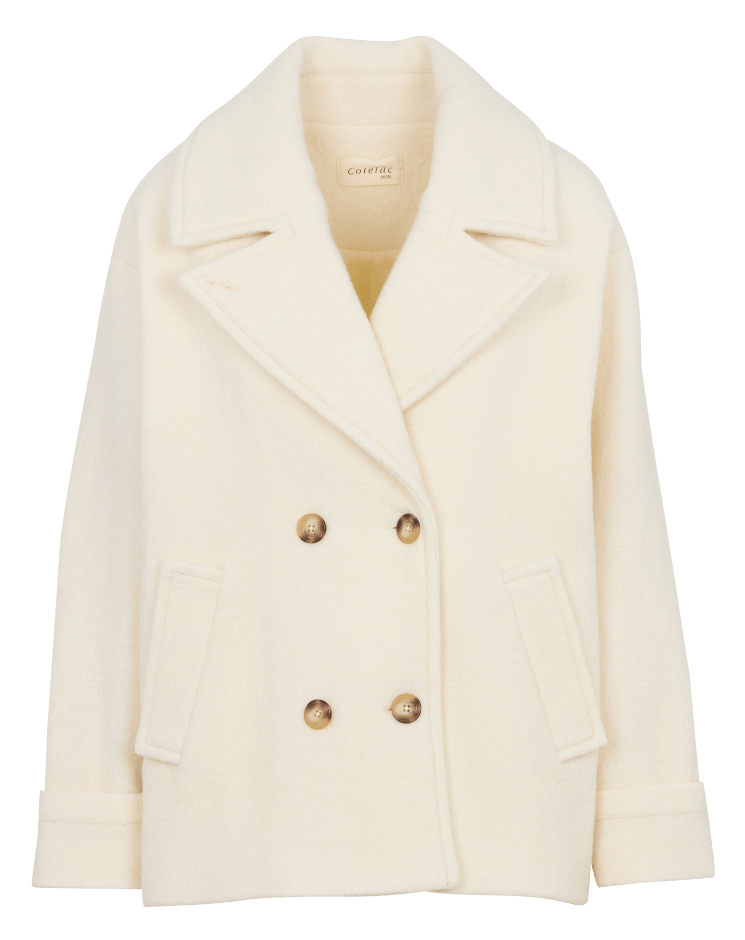 Manteau ample droit boutonné en laine COTELAC ACOTE Beige