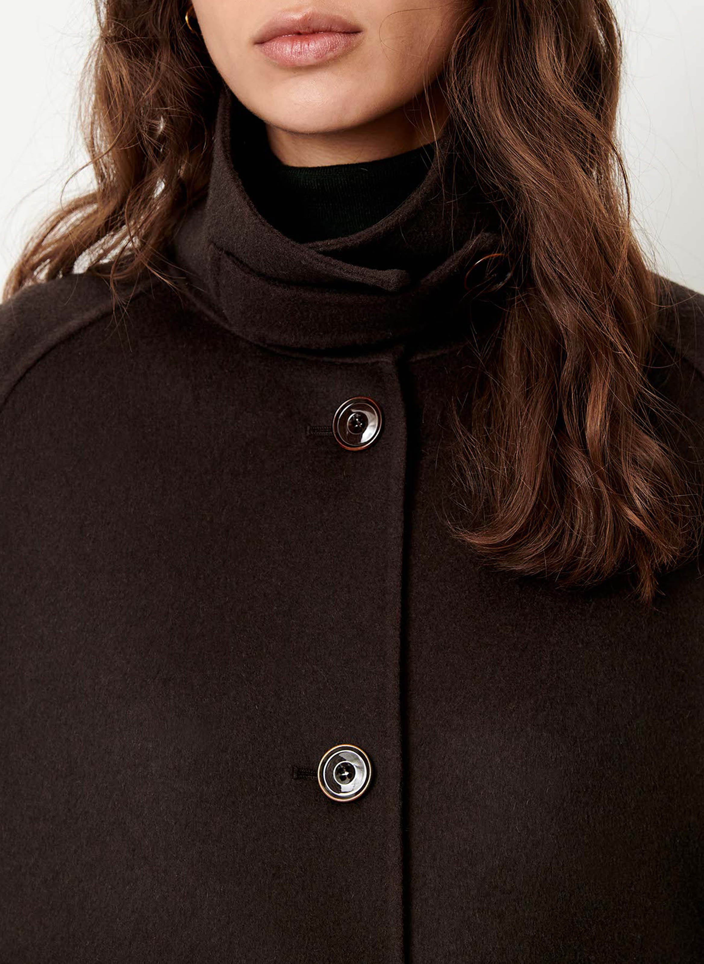 Short high-neck wool-blend coat | Khaki SESSUN Women