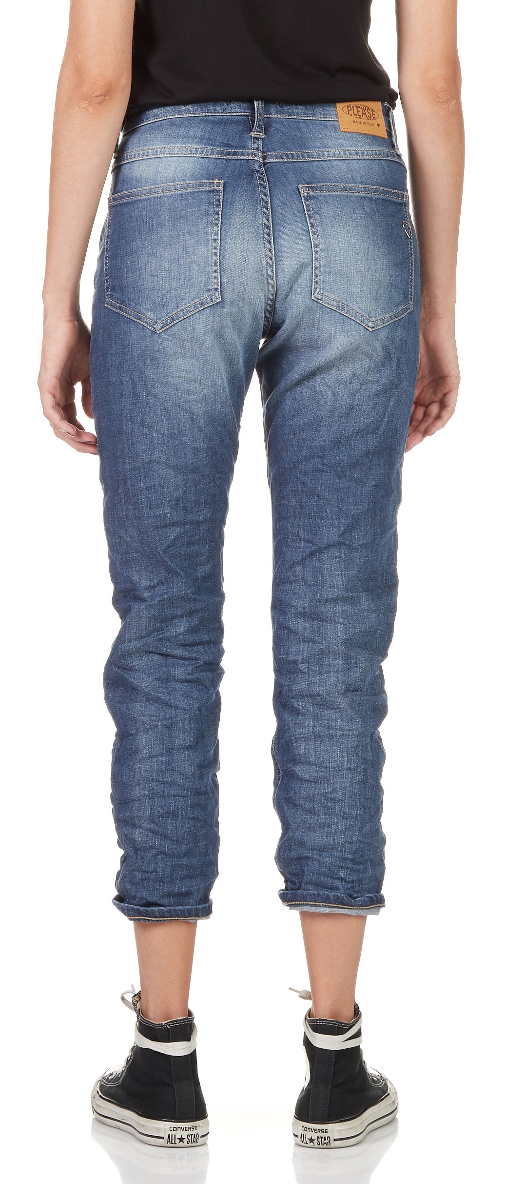 Jean cropped délavé PLEASE Bleu