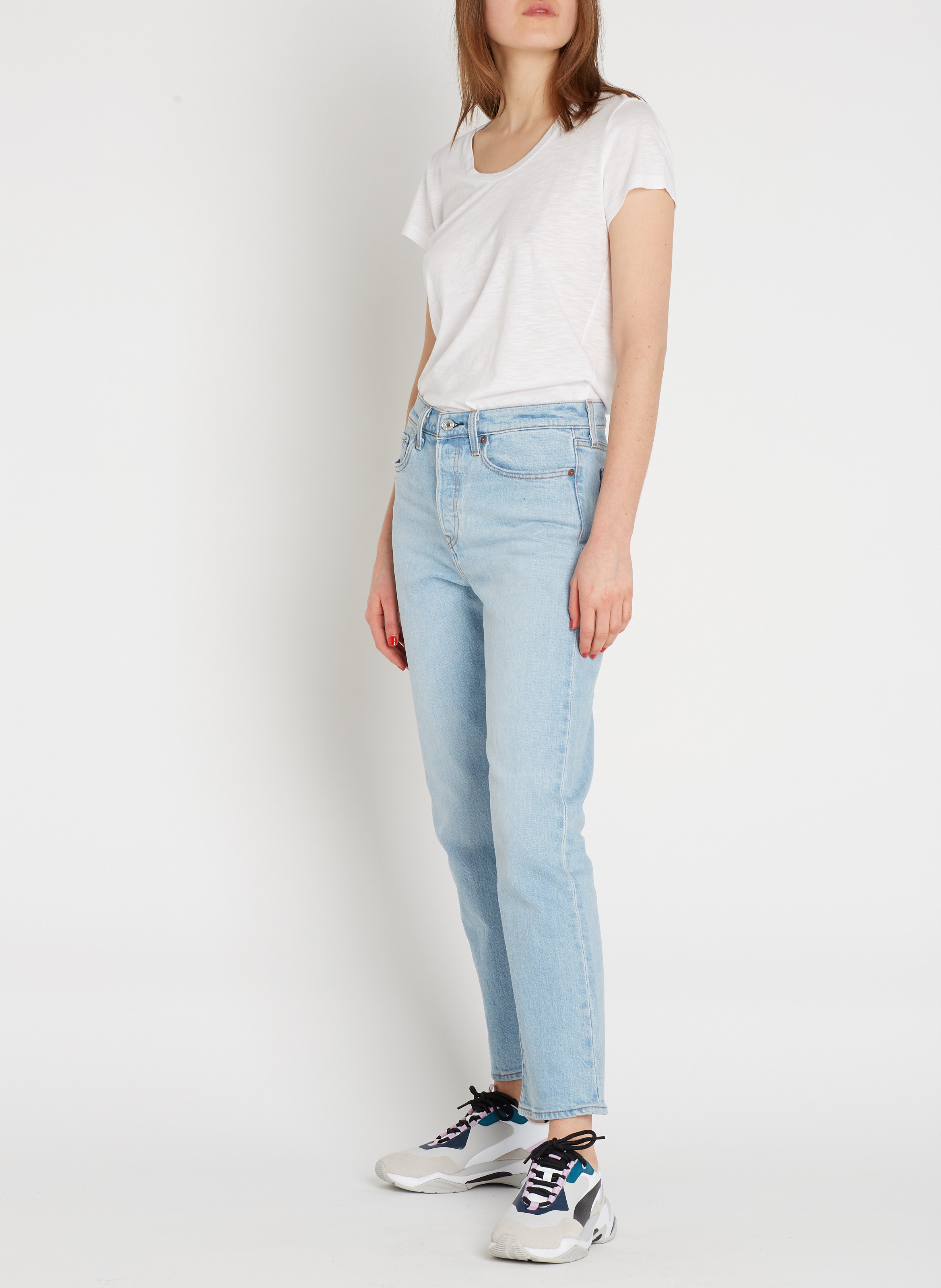 Recht T-shirt met U-hals AMERICAN VINTAGE Wit