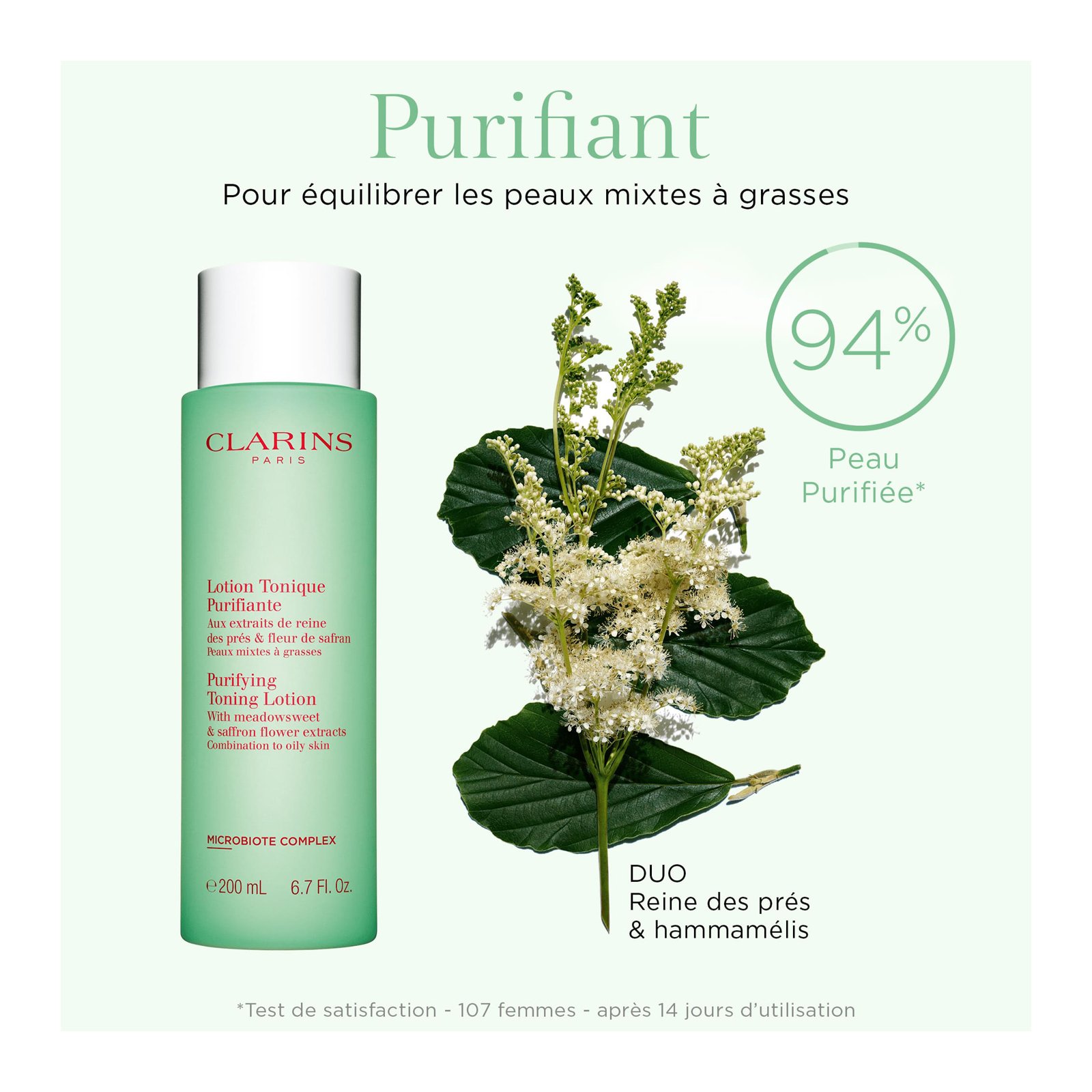 Lotion Tonique Purifiante - Aux extraits de reine des près & fleur de safran CLARINS No color