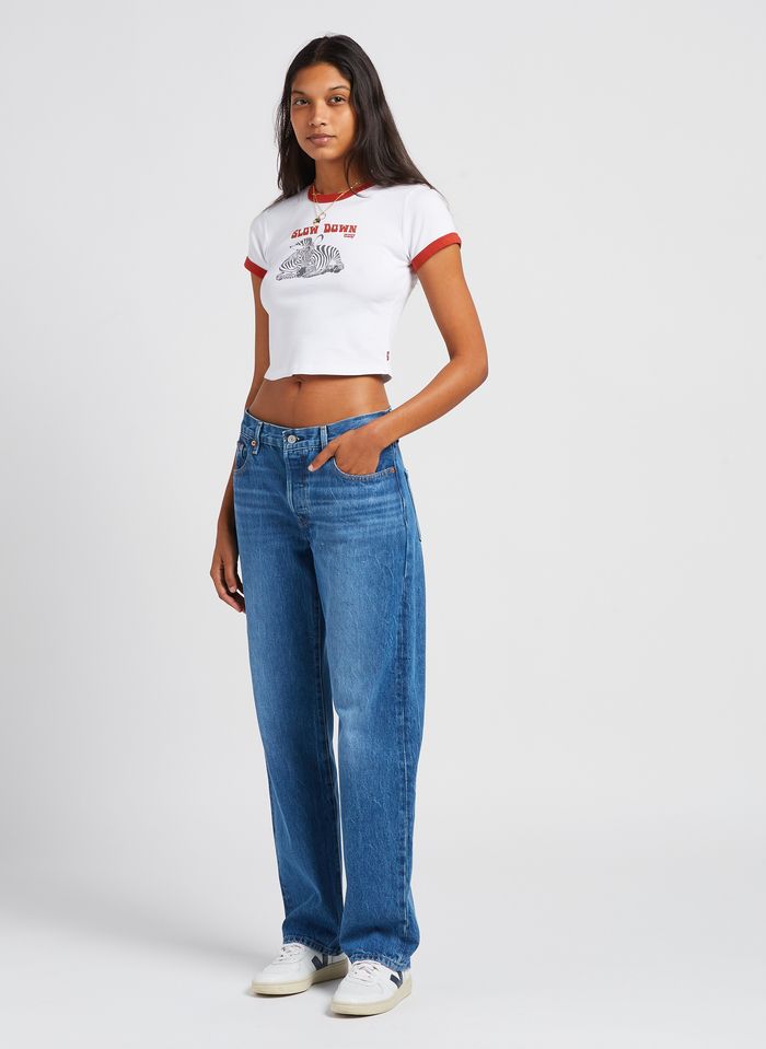 Printed Round-neck Cropped Top Slow Down Bright White / Ketchup Rib Levi's  - Women | Place des Tendances