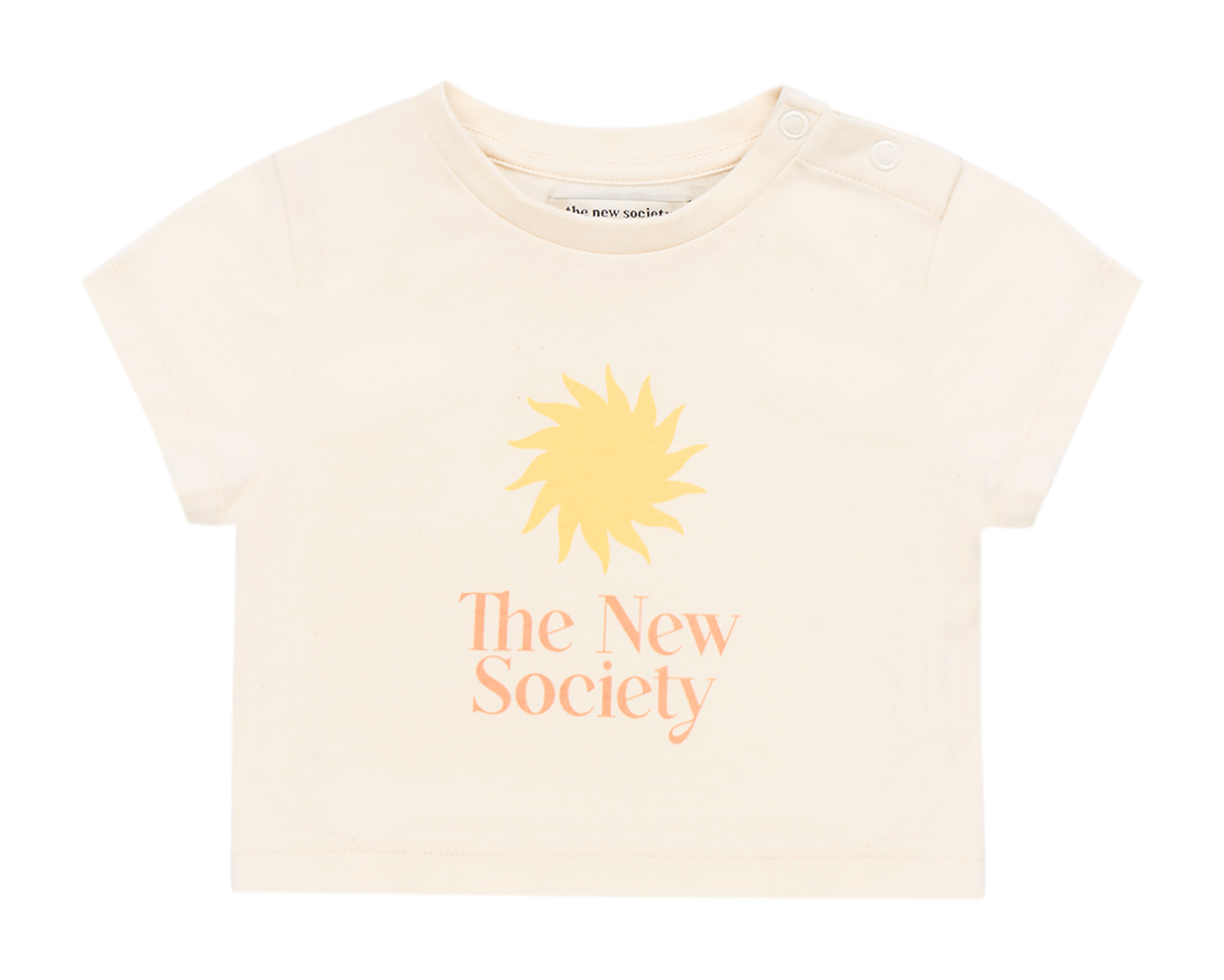 Bedrucktes Rundhals-T-Shirt aus Baumwolle THE NEW SOCIETY Beige