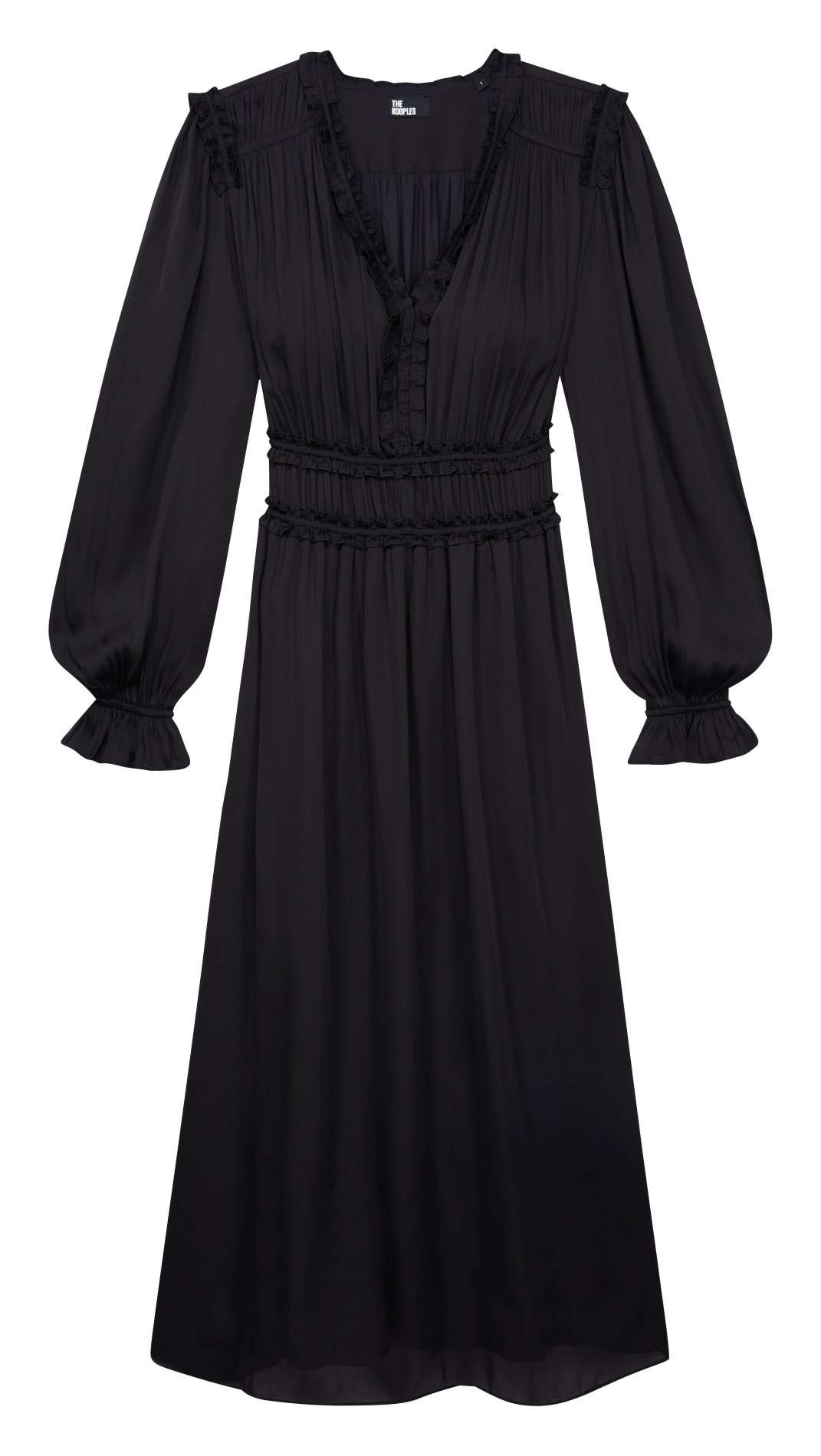 Long satiny V-neck dress THE KOOPLES Black