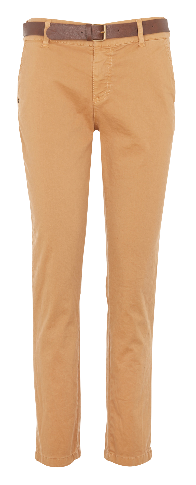 Belted slim-fit cotton pants PLEASE Brown