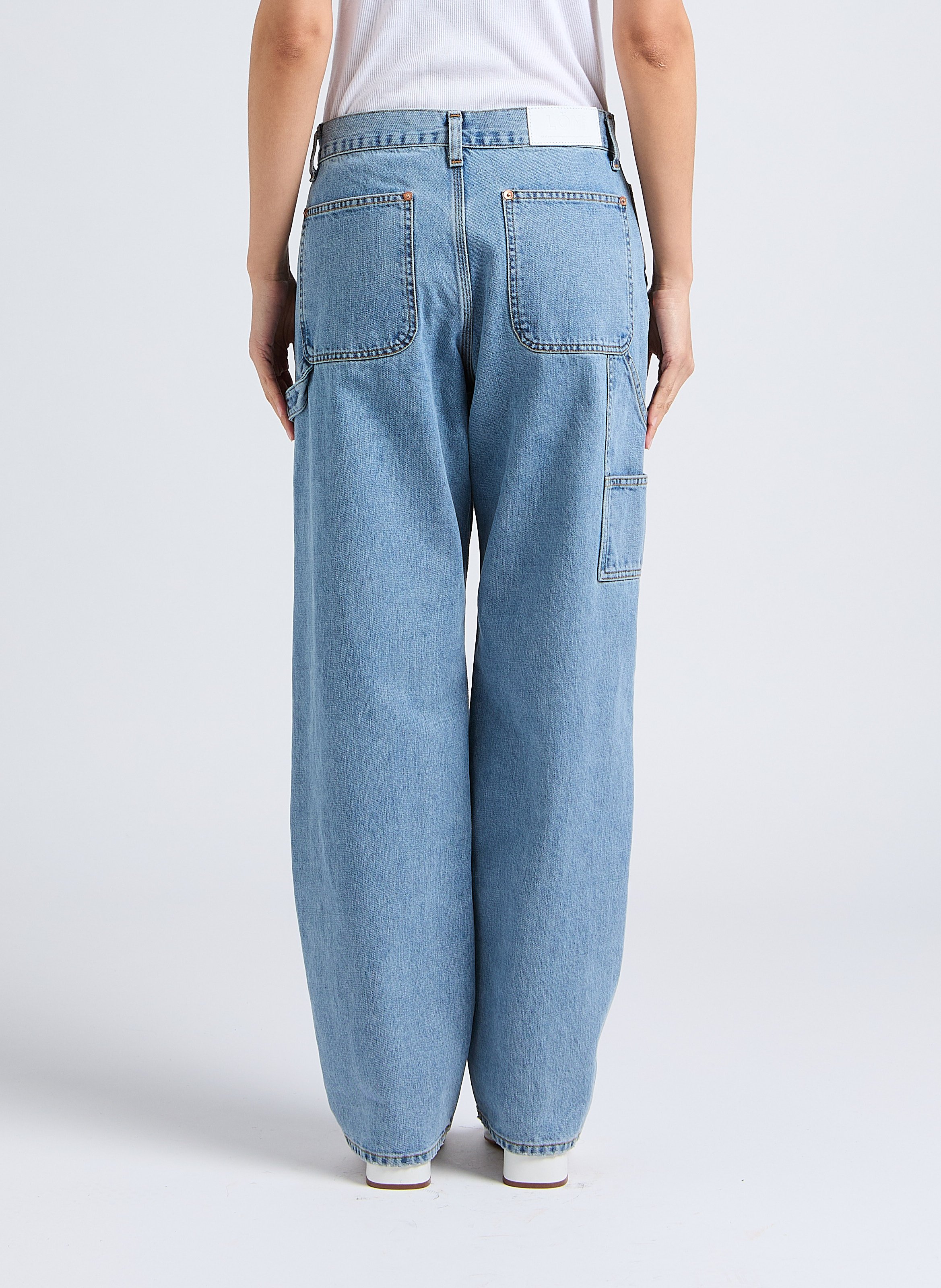 Jean droit taille haute en coton MARGAUX LONNBERG Bleu