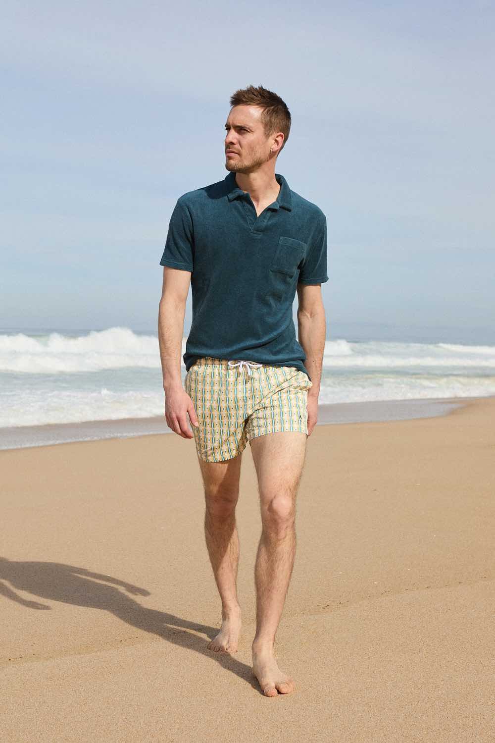 Short-sleeved polo shirt with lapel collar APNEE Blue