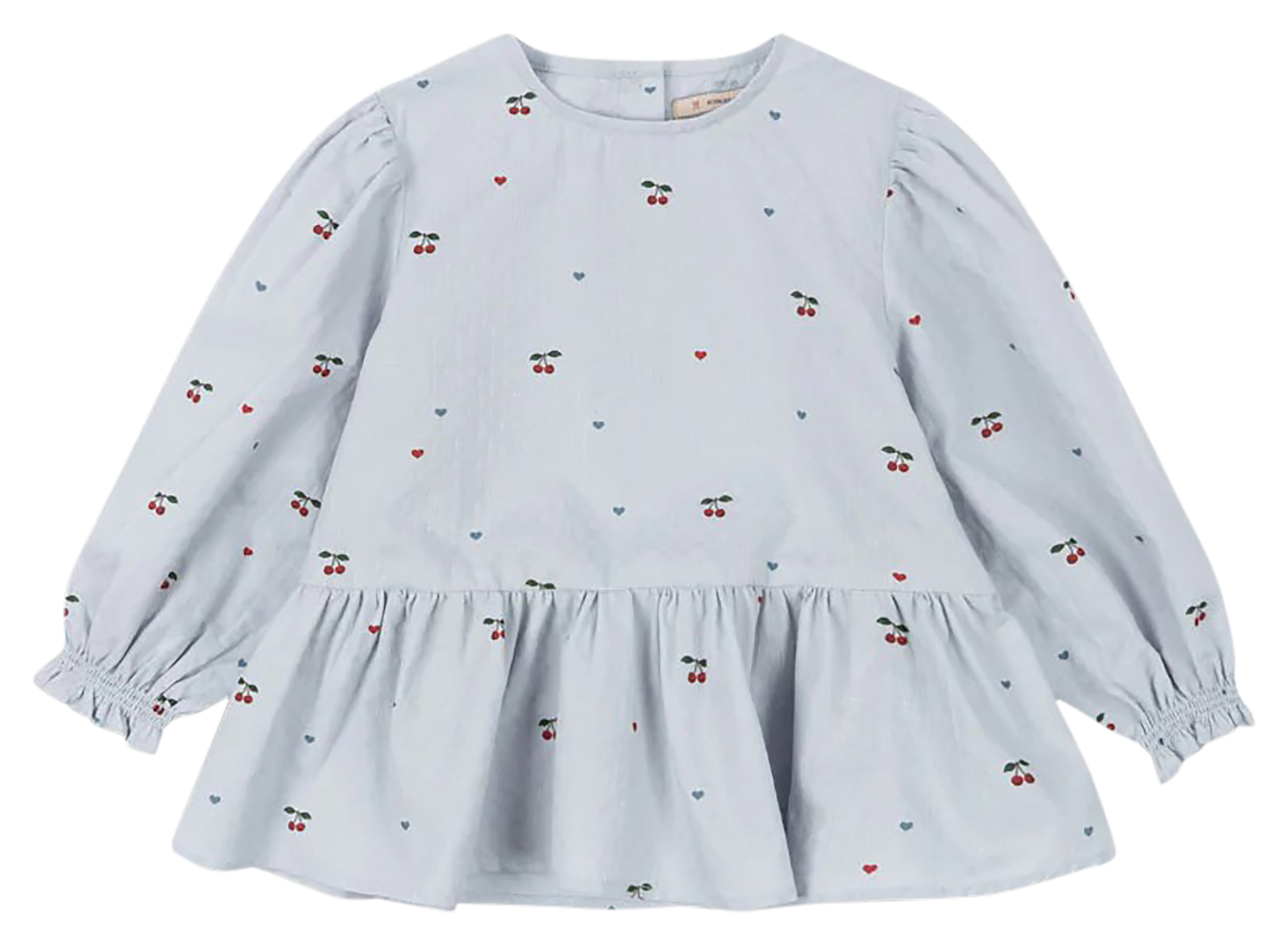 Loose embroidered organic cotton blouse Blue