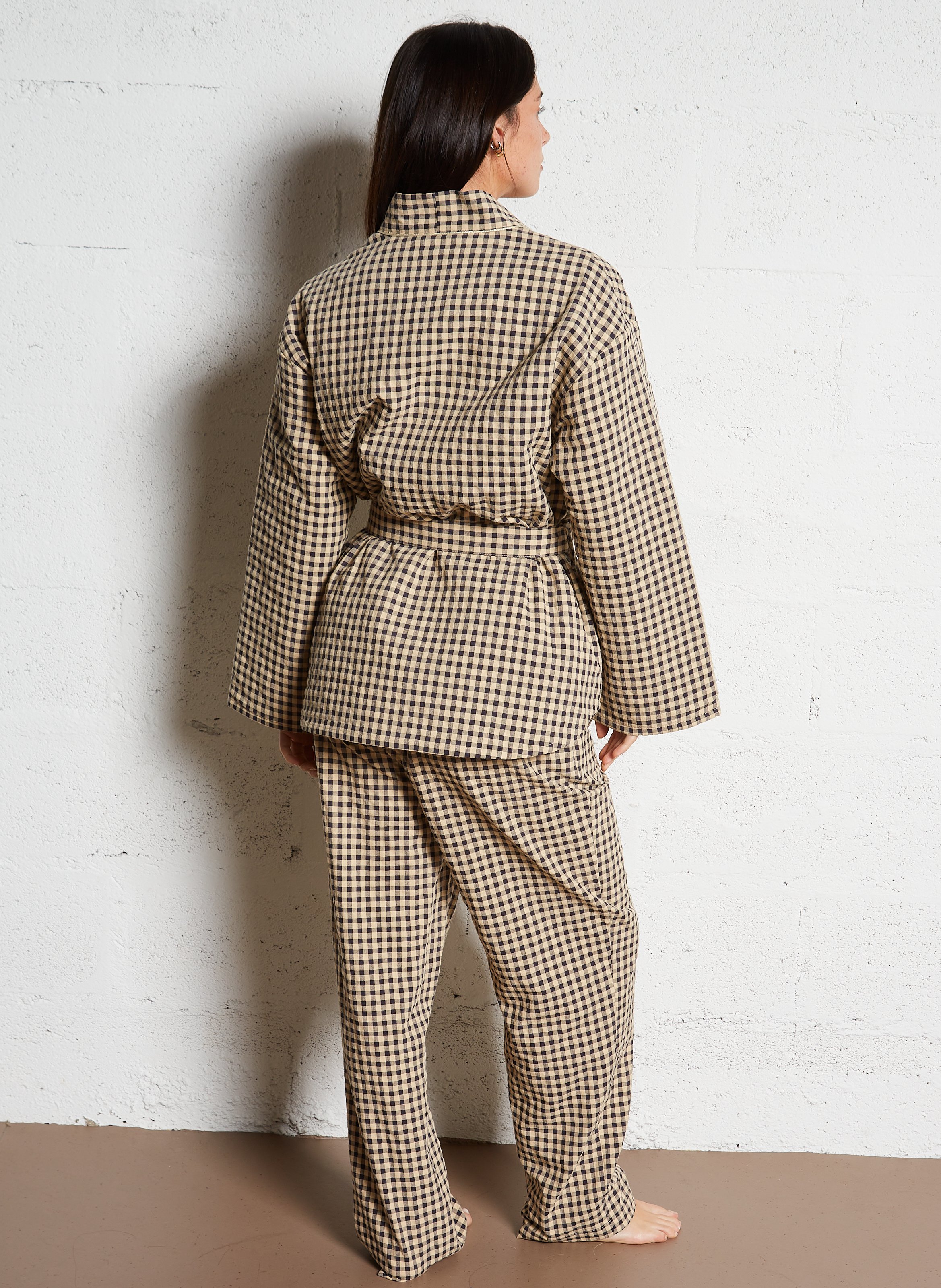 Straight-cut check jacket Multicolored