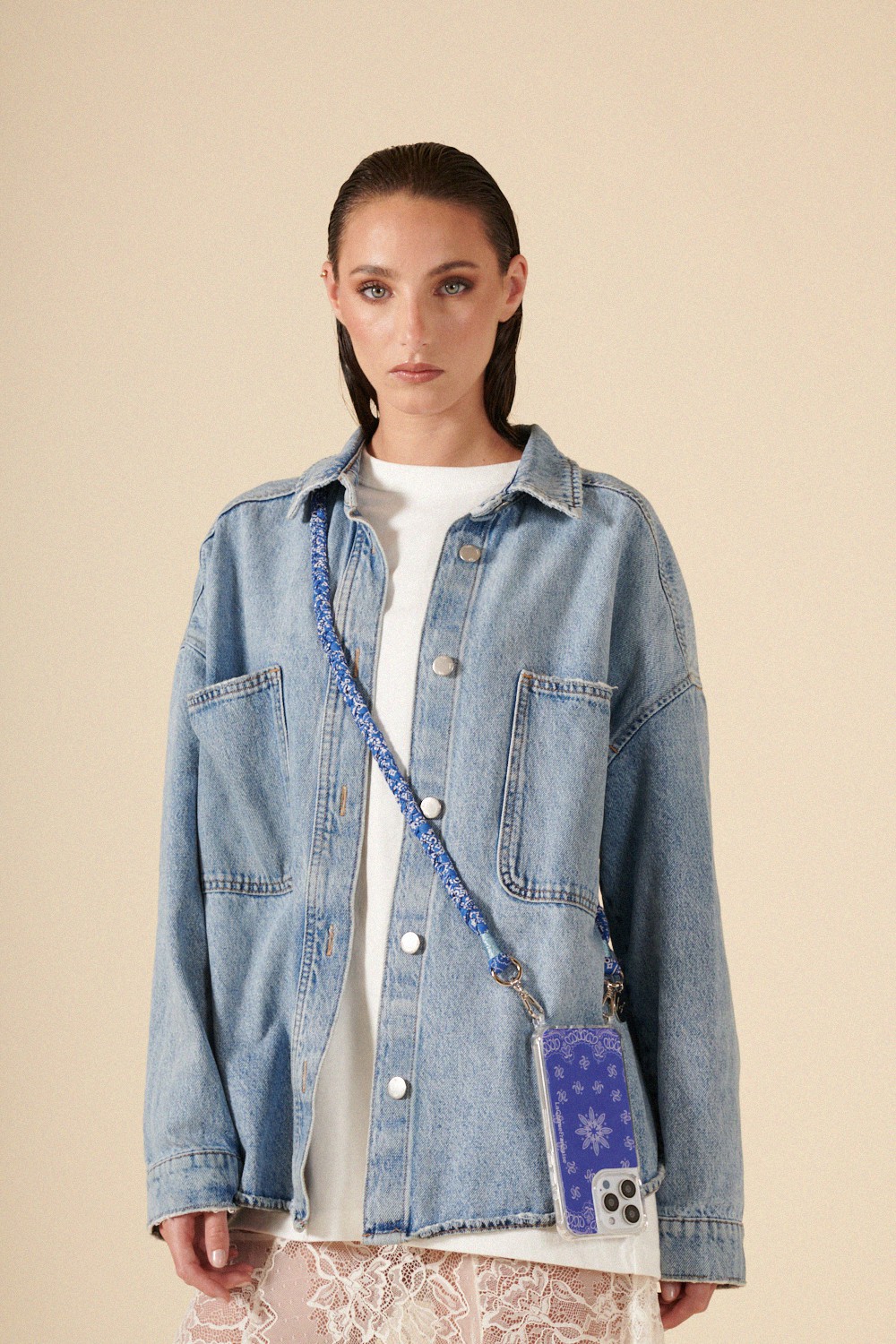 Bandana phone cord LA COQUE FRANCAISE Blue