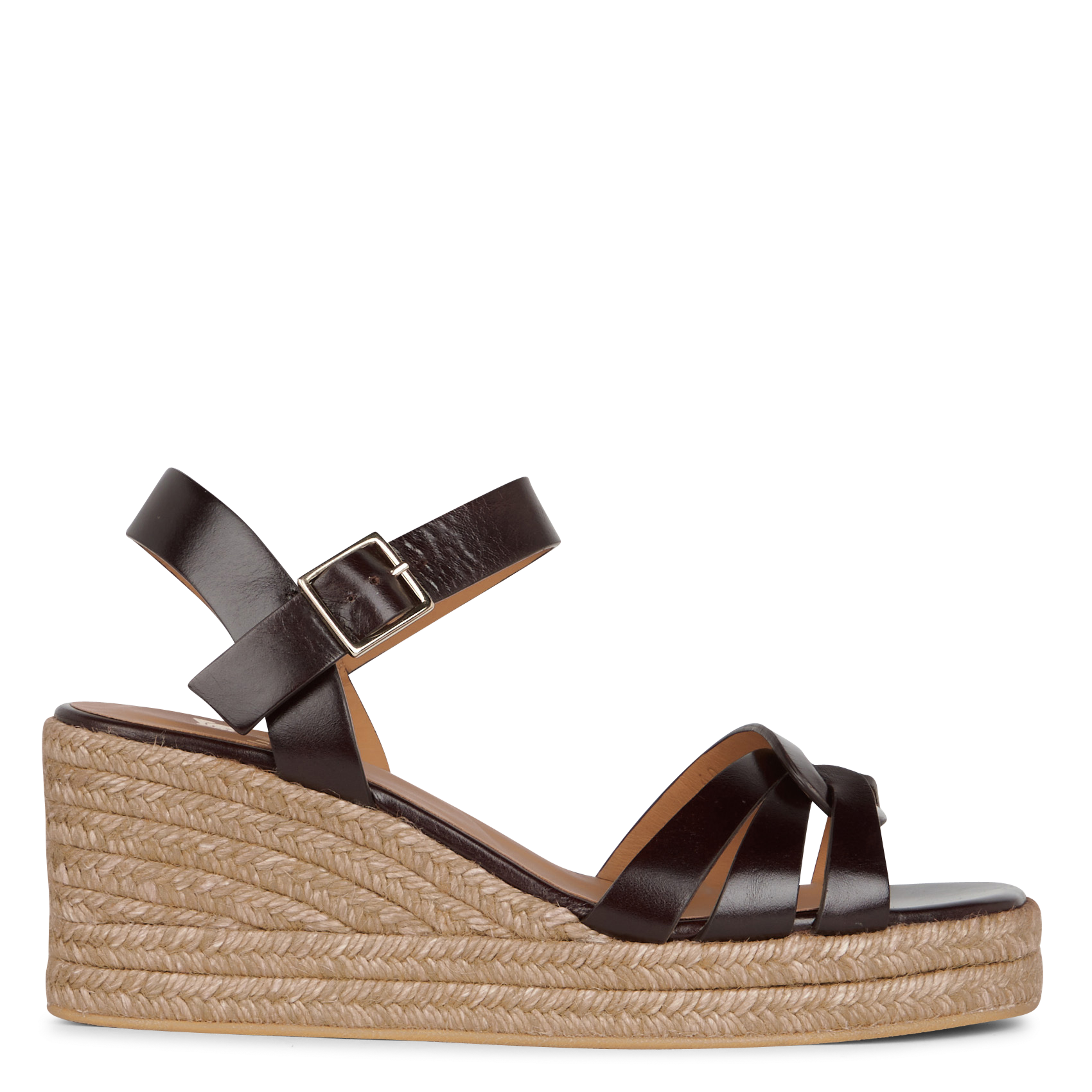 Sandales compensées en cuir BOBBIES Marron