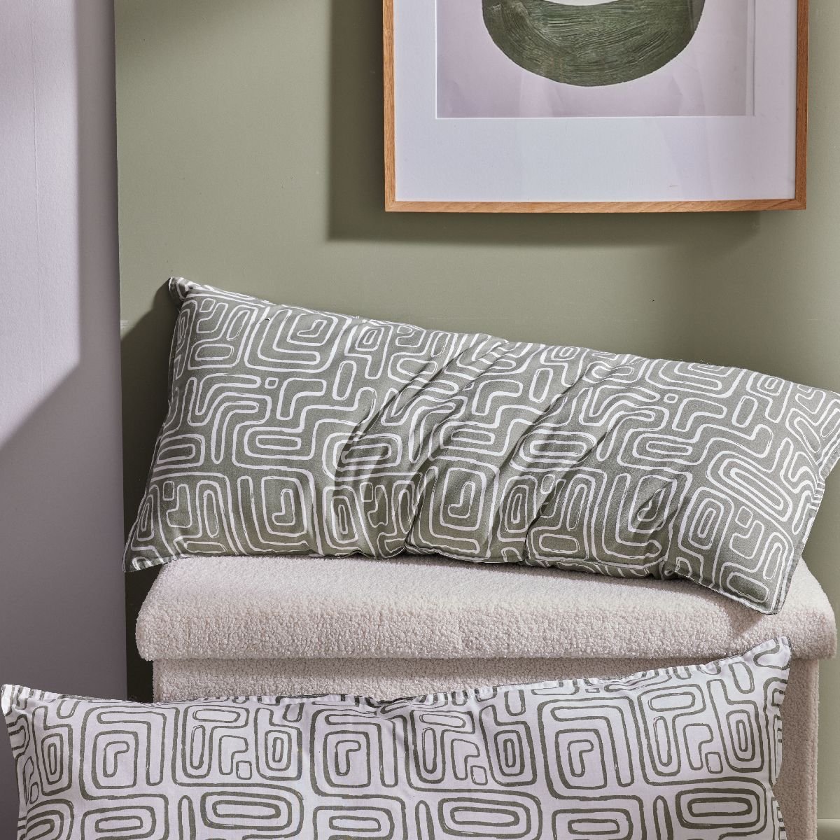 Rectangular printed cotton cushion TODAY LINGE DE MAISON Green