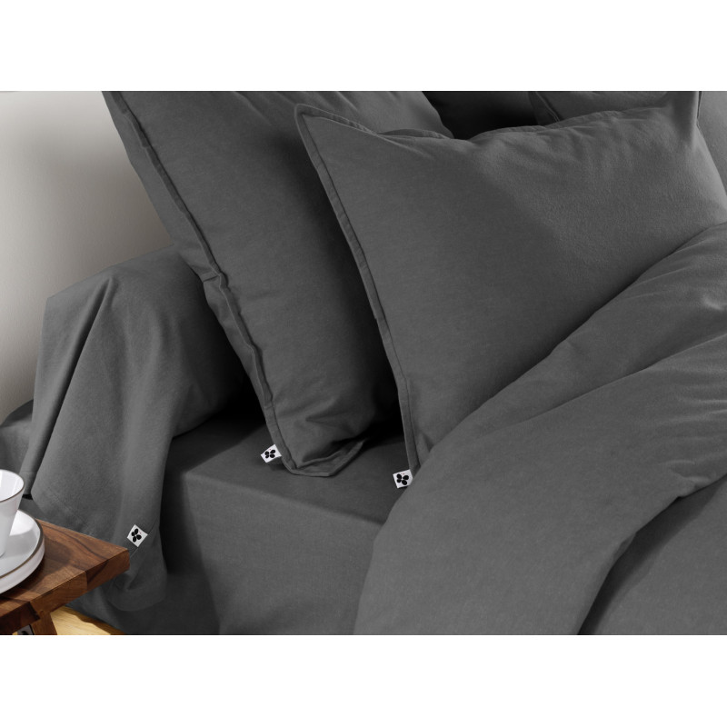 "Candice" duvet cover in cotton flannel, all sizes. L'EFFET PAPILLON Blue