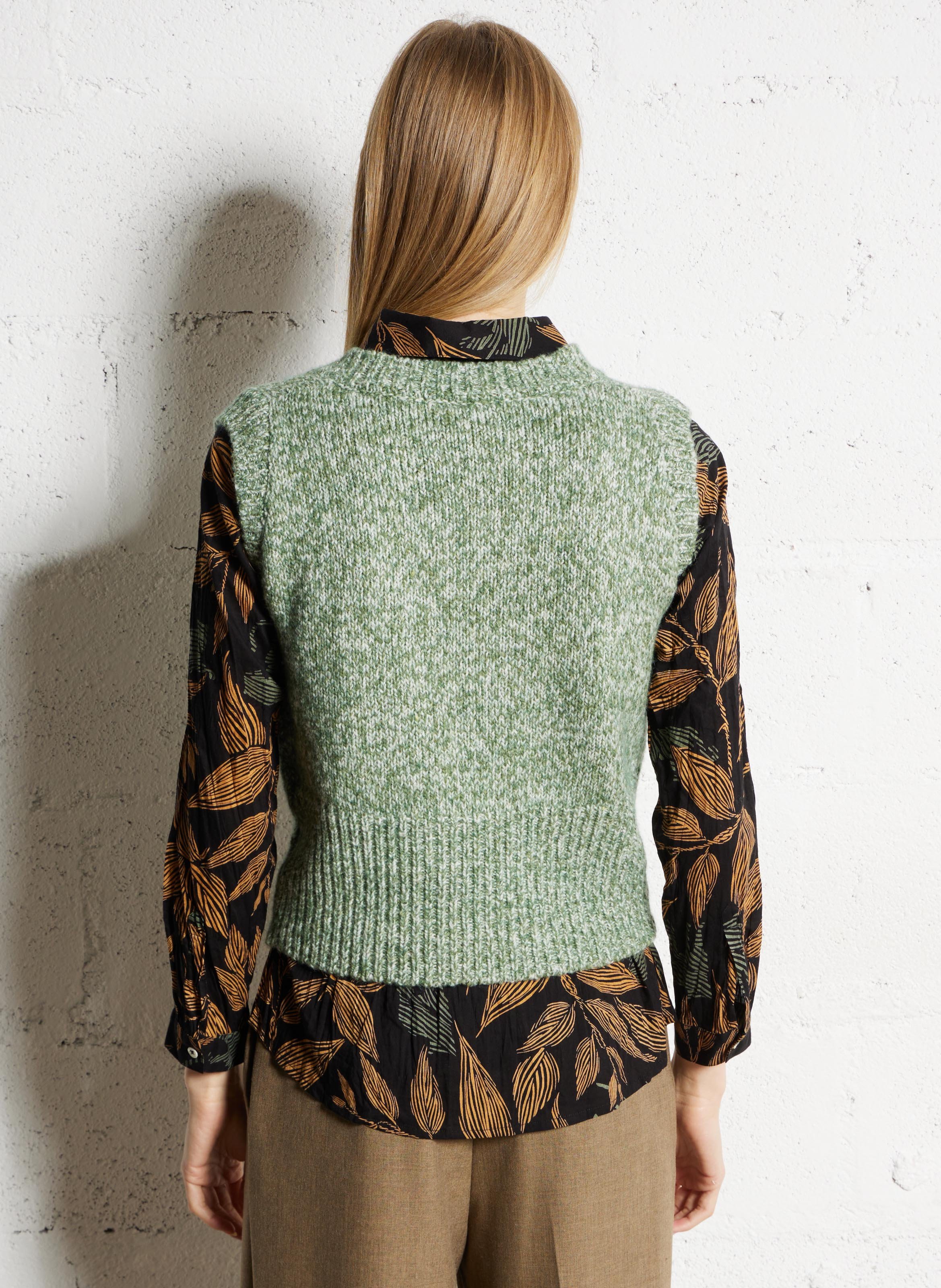 Pull sans manches droit en maille tricotée NICE THINGS Vert
