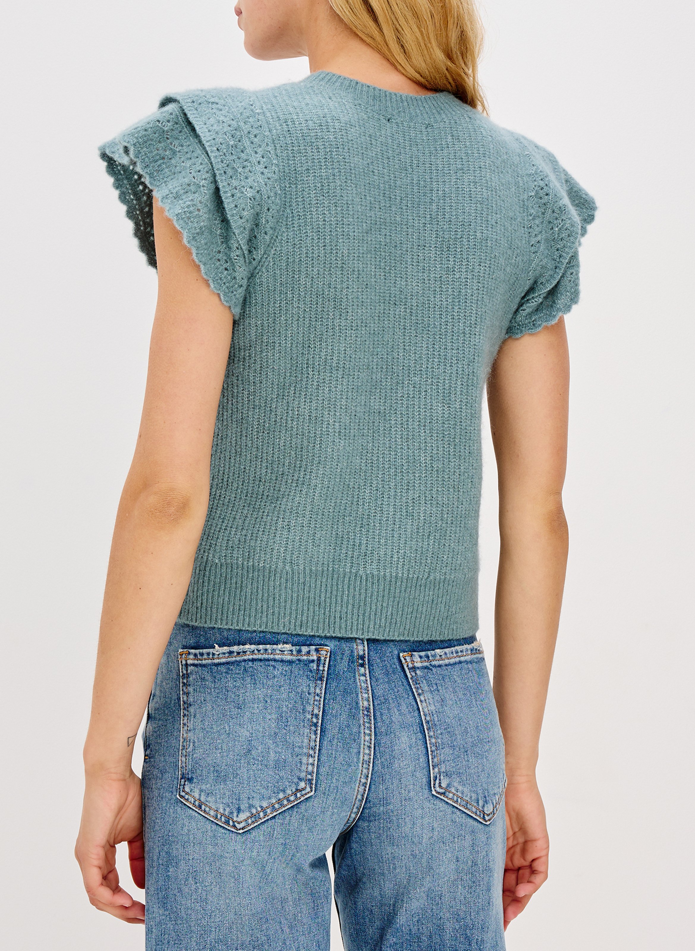 Pull sans manches uni à volants  RAILS Vert