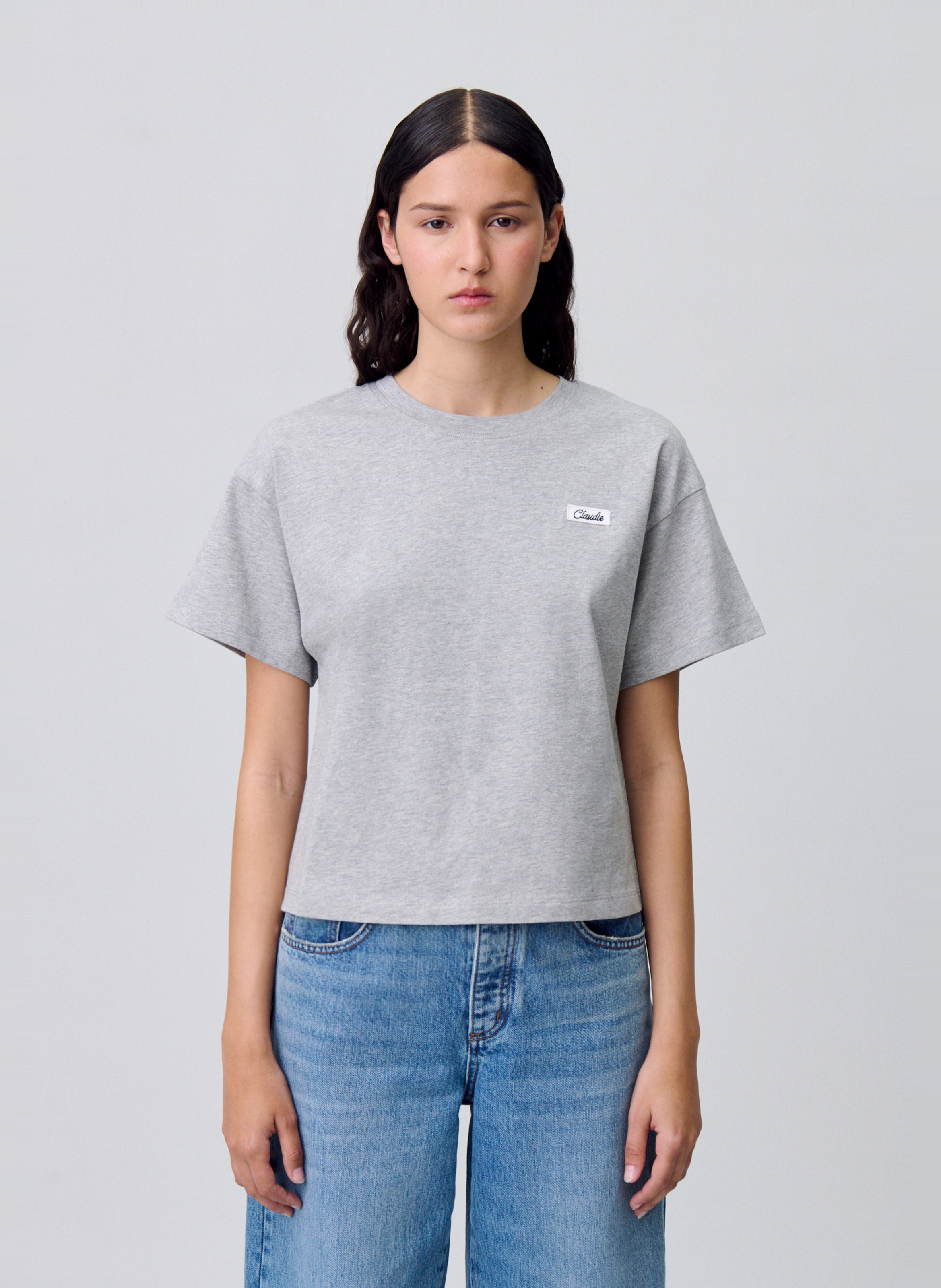 Recht, katoenen T-shirt CLAUDIE PIERLOT Grijs