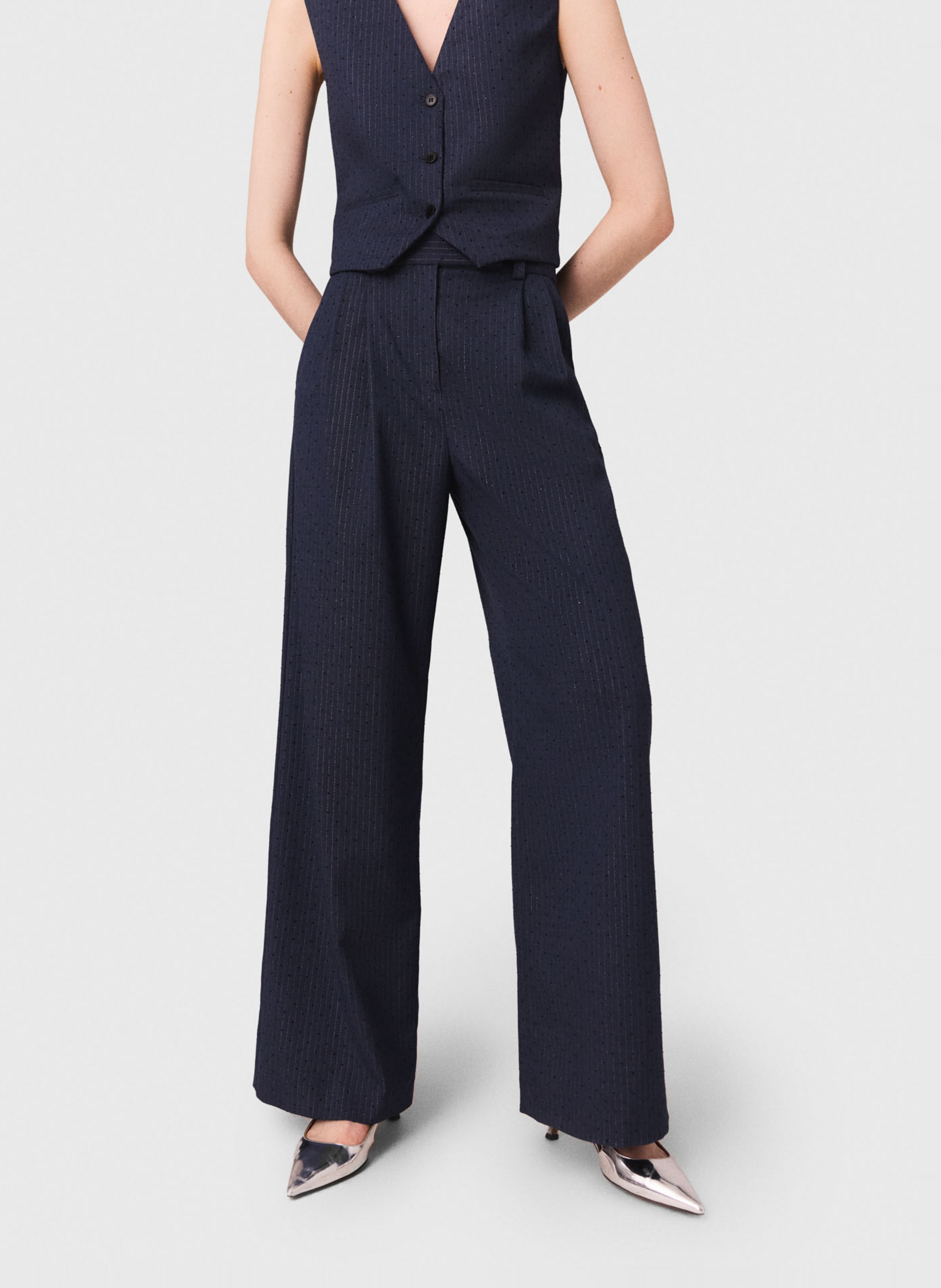 Rechte broek met strepen  MAJE Blauw