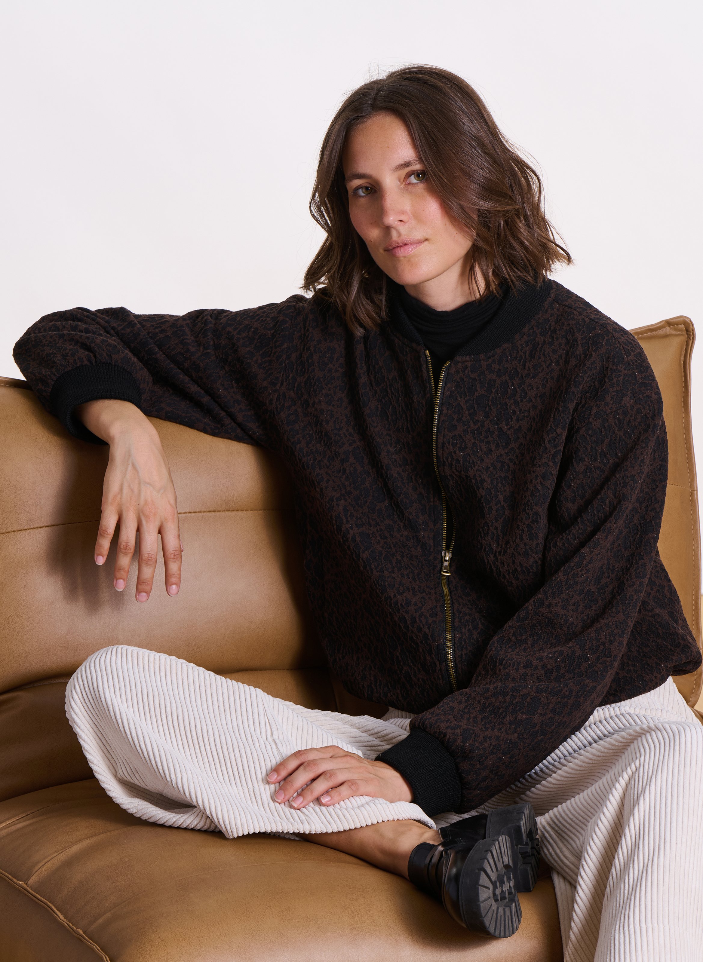 Blouson oversize imprimé LA FEE MARABOUTEE Marron